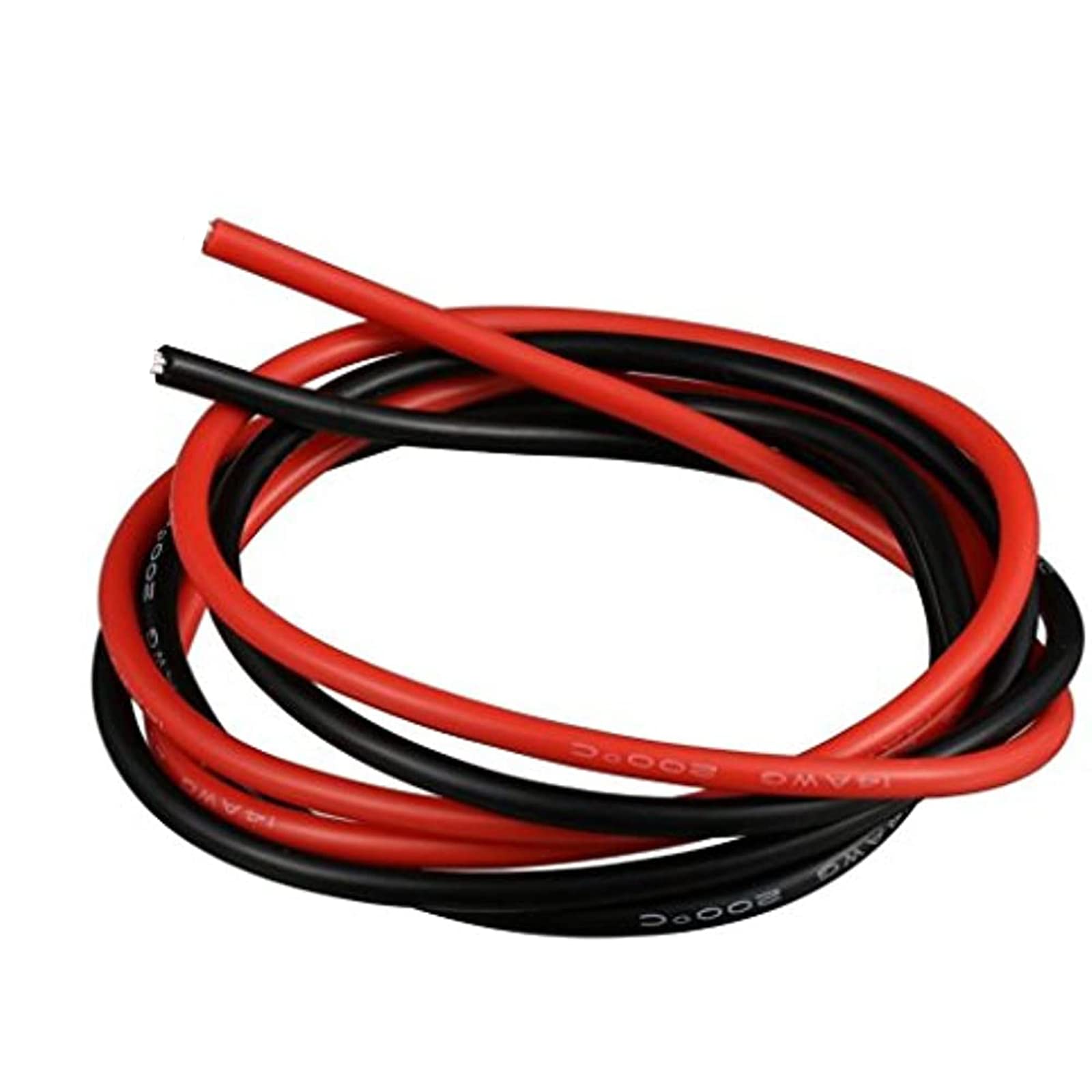 【送料無料】Boladge ピュアシリコンワイヤ8AWG 10AWG 12AWG 14AWG 16AWG 18AWG 20AWG 24AWG電源ケーブルバッテリーケーブル錫メッキ銅線8ゲージRCケーブルリード（黒で1メートル と 赤で1メートル） 色：レッド、サイズ：14WG