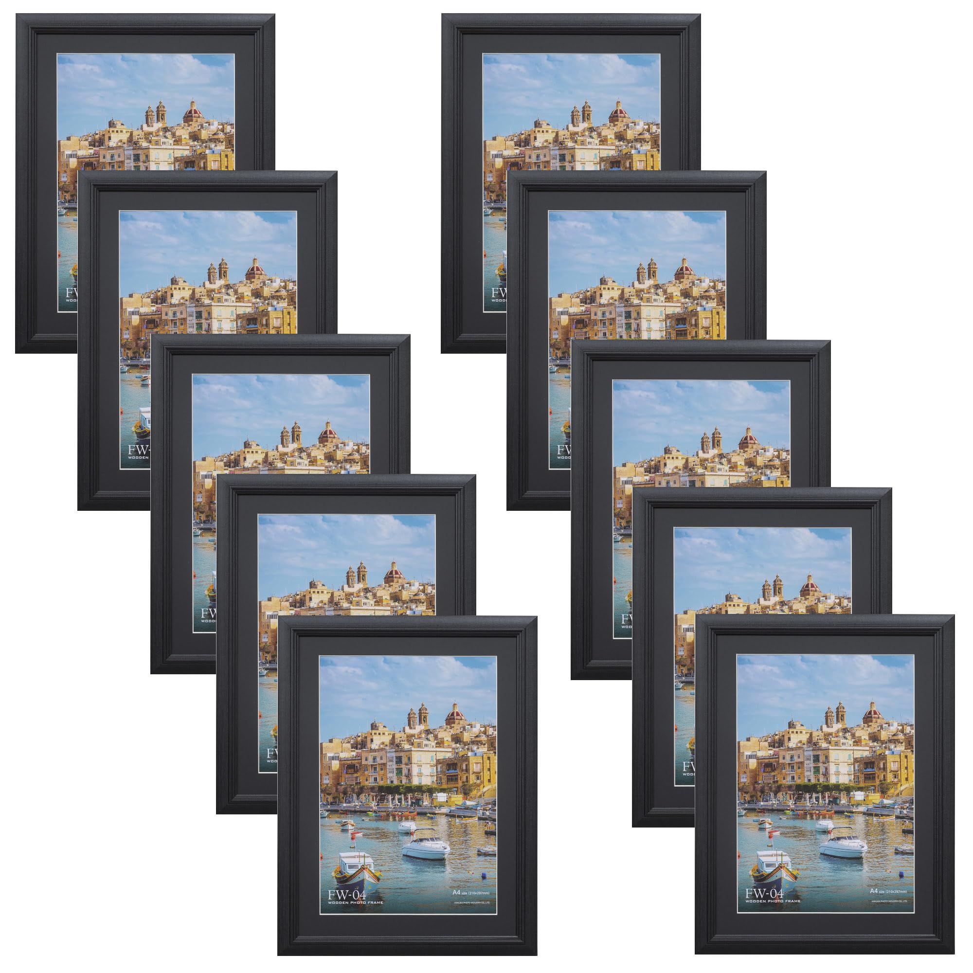 【送料無料】ハクバ HAKUBA 木製額縁 FW-04 色：ブラック、サイズ：A4