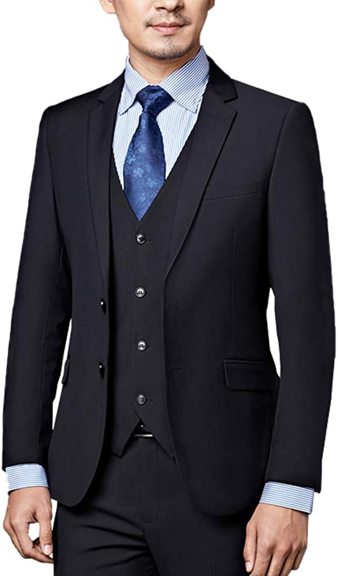 【送料無料】[VYOOU] メンズ フォーマル スーツ ブレザー ビジネスジャケット 上着 大きいサイズ 紳士 スリム 2つボタン クラシック 通勤 礼服 喪服 定番 結婚式 就活 冠婚葬祭 就職スーツ 色：ブラック、サイズ：M