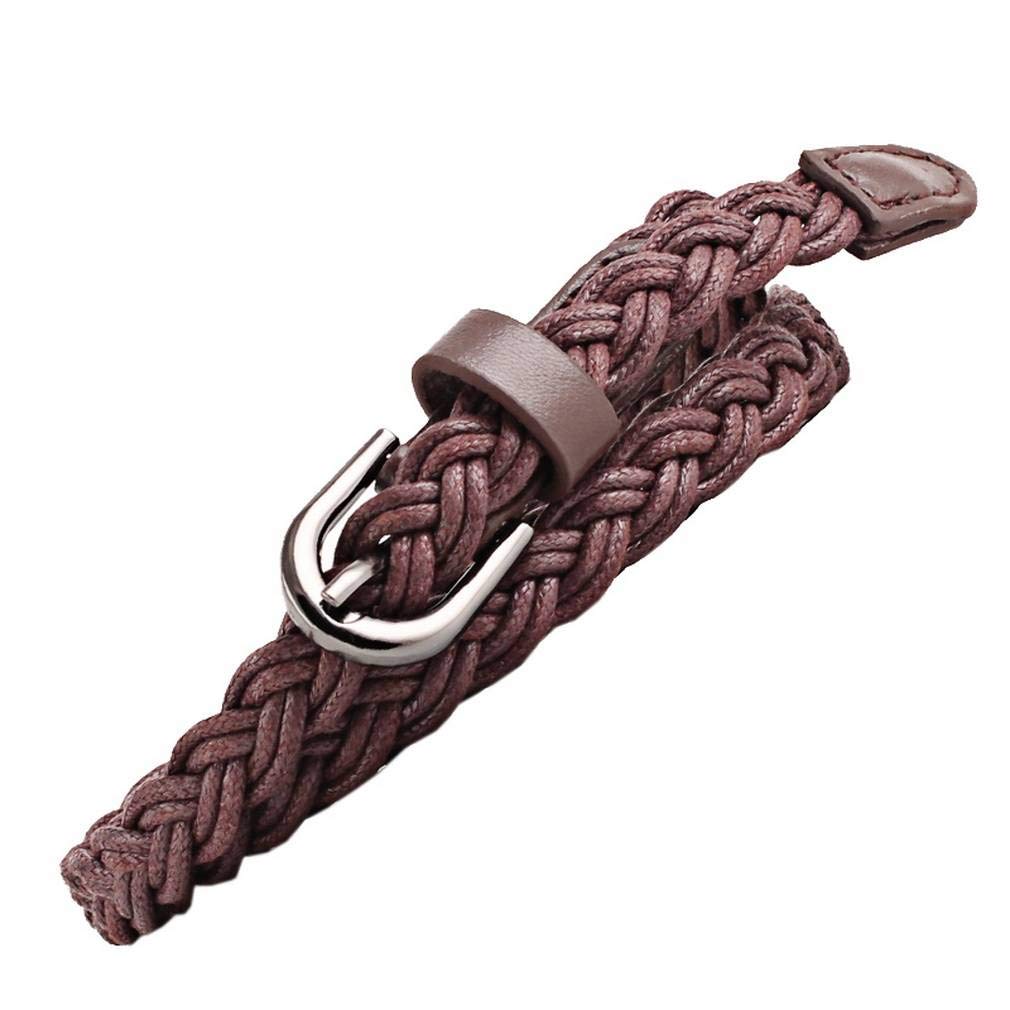 【送料無料】[YiyiLai] 編み込み ウェストベルト フリーサイズ 細ベルト 紐 シンプル 色：コーヒー、サ..