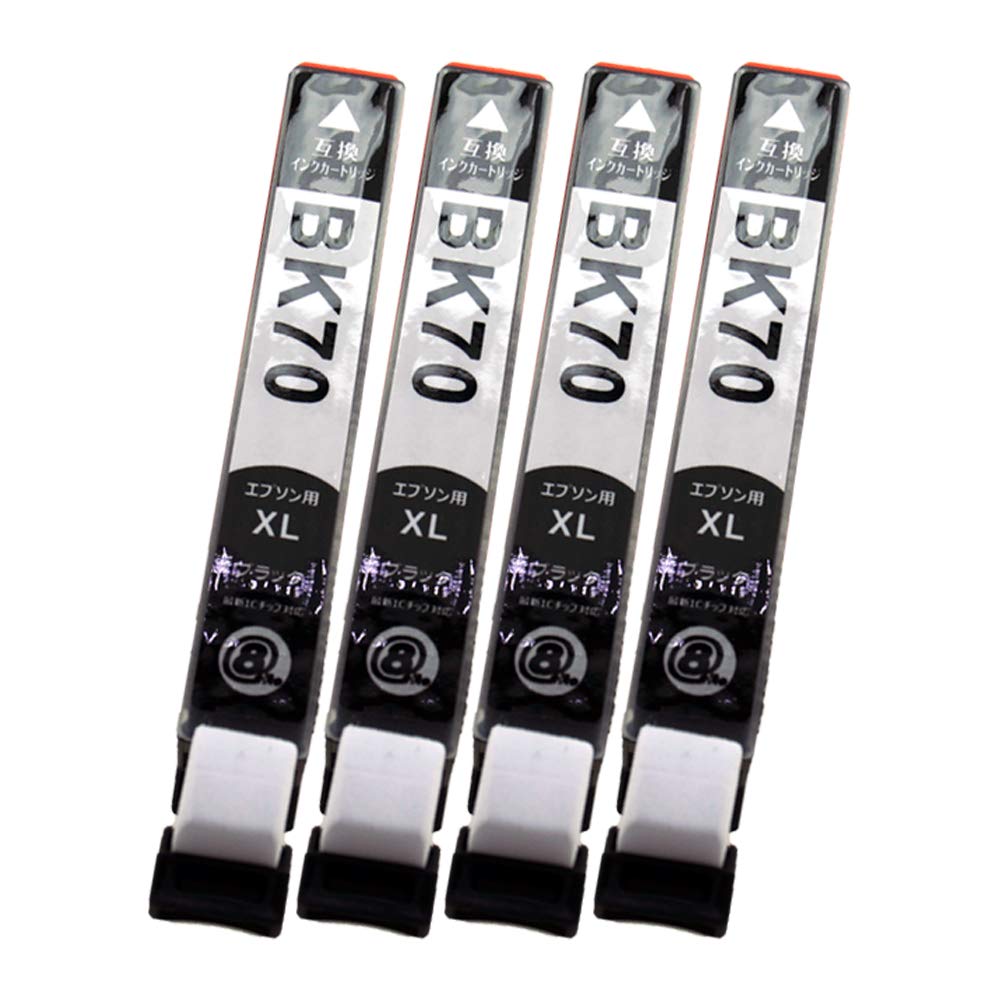 【送料無料】EPSON 70 色：ICBK70L(BK/ブラック)【4本セット】増量タイプ(1年間)