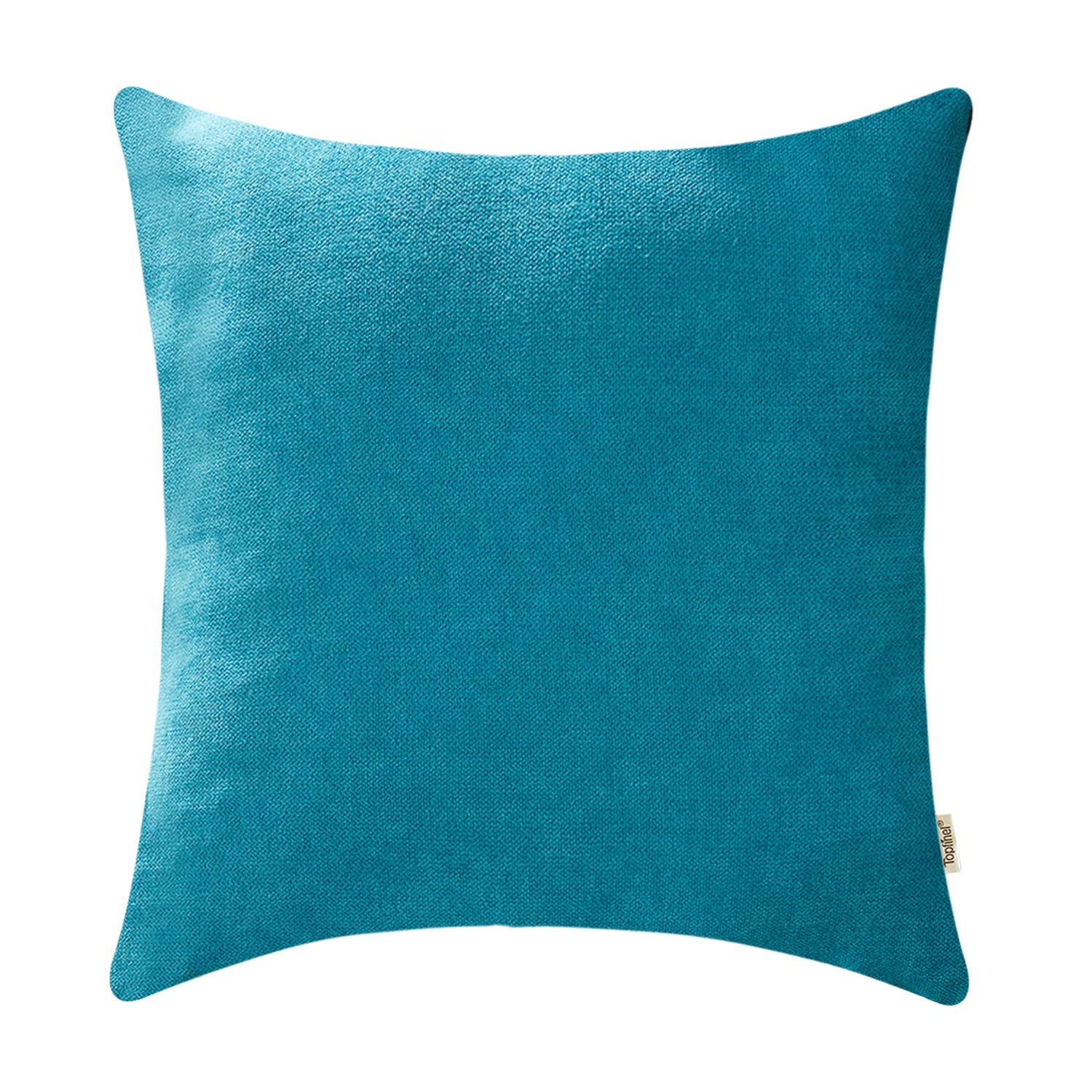 【送料無料】Topfinel クッションカバー リネンっぽい 北欧 おしゃれ 綿麻 無地 ソファ背当て 装飾枕カバー 座布団カバー 1枚 色：ブルー、サイズ：55cmx59cm(1 枚組)