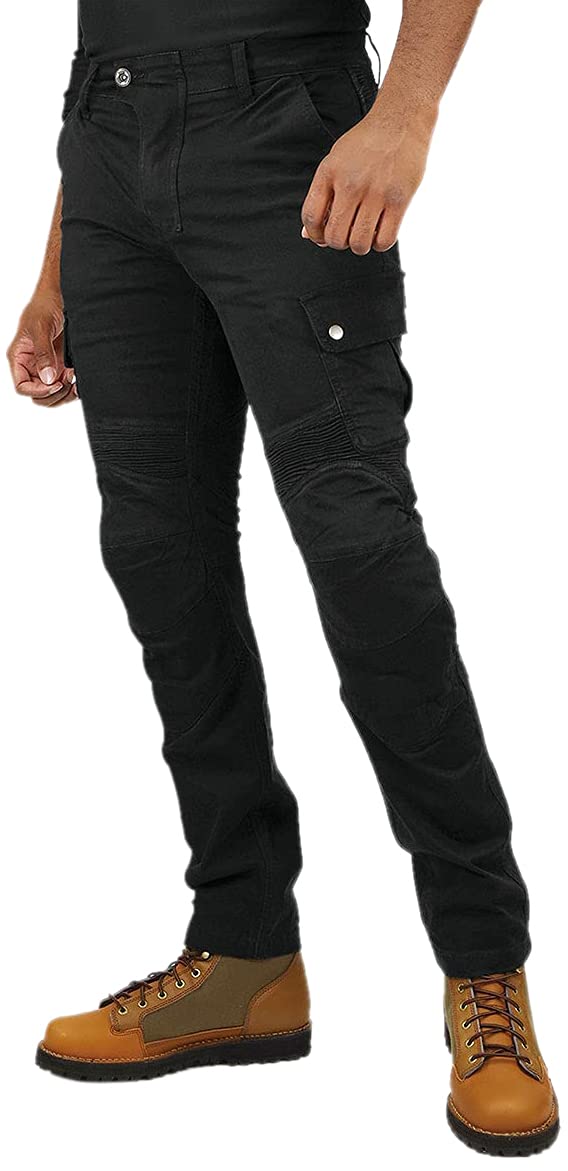 【送料無料】[コミネ] バイク用 プロテクトライディングコットンカーゴパンツ PK-744 PK-7443 春夏秋向け プロテクター CE規格レベル2 ストレッチ素材 色：ブラック、サイズ：2XL