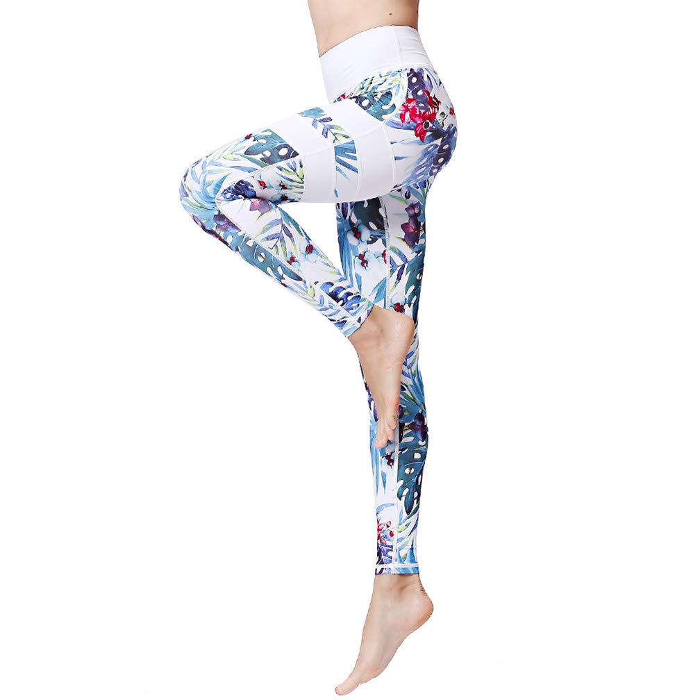 【送料無料】[Muxuryee] ヨガパンツ レディース レギンス 花柄 9分丈 吸汗速乾 スポーツ ヨガウェア 色：HK203、サイズ：S