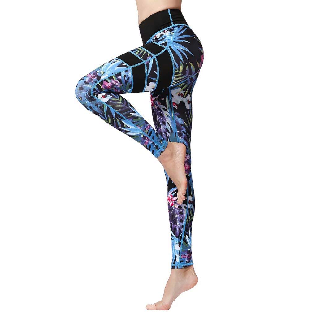 【送料無料】[Muxuryee] ヨガパンツ レディース レギンス 花柄 9分丈 吸汗速乾 スポーツ ヨガウェア 色：HK206、サイズ：M
