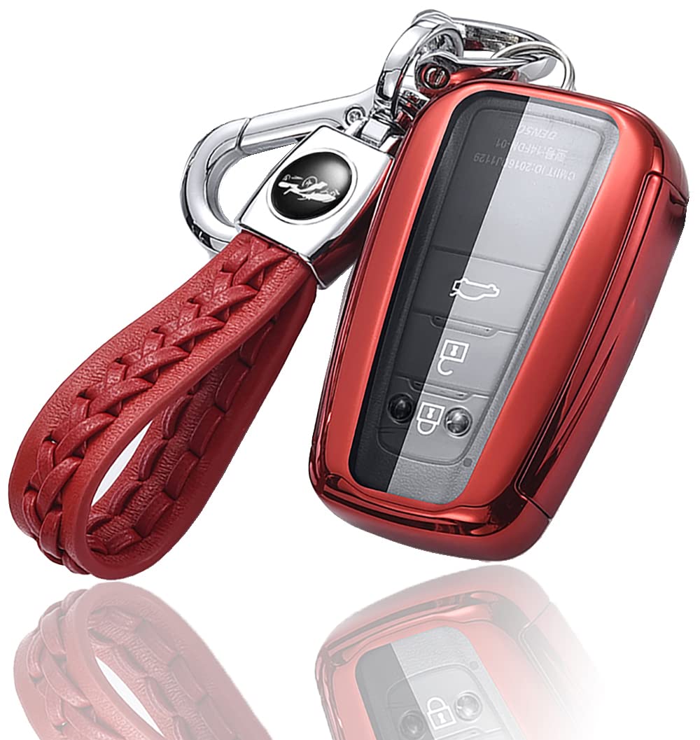 【送料無料】トヨタ 専用 C-HR プリウス 50系 新型 カローラ RAV4 50系 カムリ70系 ランドクルーザー プラド 150 後期 新型 ミライ 専用 キーケース キーカバー キーホルダー 色：レッド、サイズ：トヨタ車用