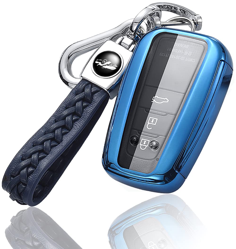 【送料無料】トヨタ 専用 C-HR プリウス 50系 新型 カローラ RAV4 50系 カムリ70系 ランドクルーザー プラド 150 後期 新型 ミライ 専用 キーケース キーカバー キーホルダー 色：ブルー、サイズ：トヨタ車用