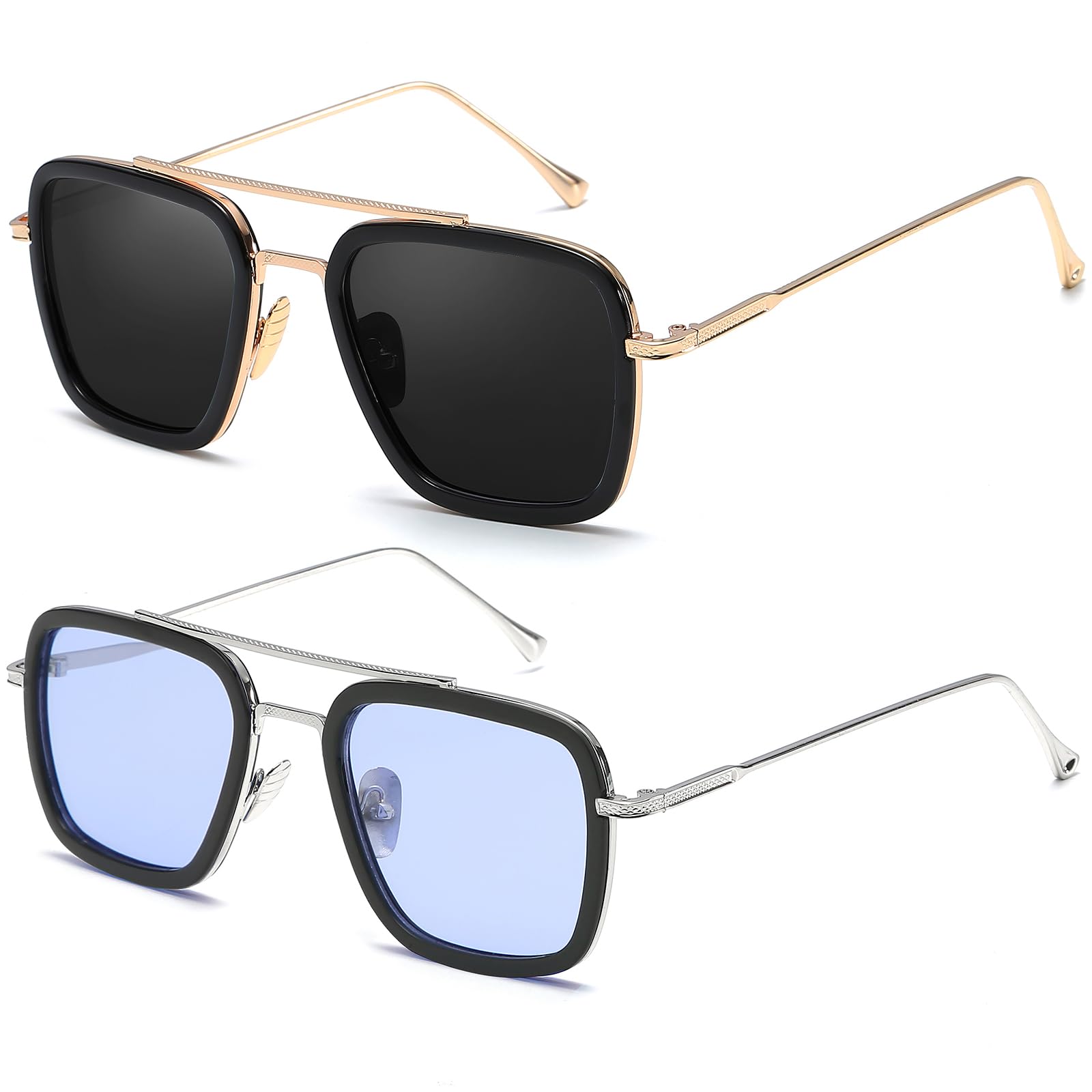 【送料無料】[SHEEN KELLY] レトロスクエアサングラスの男性と女性のファッションファインフレームメタ..