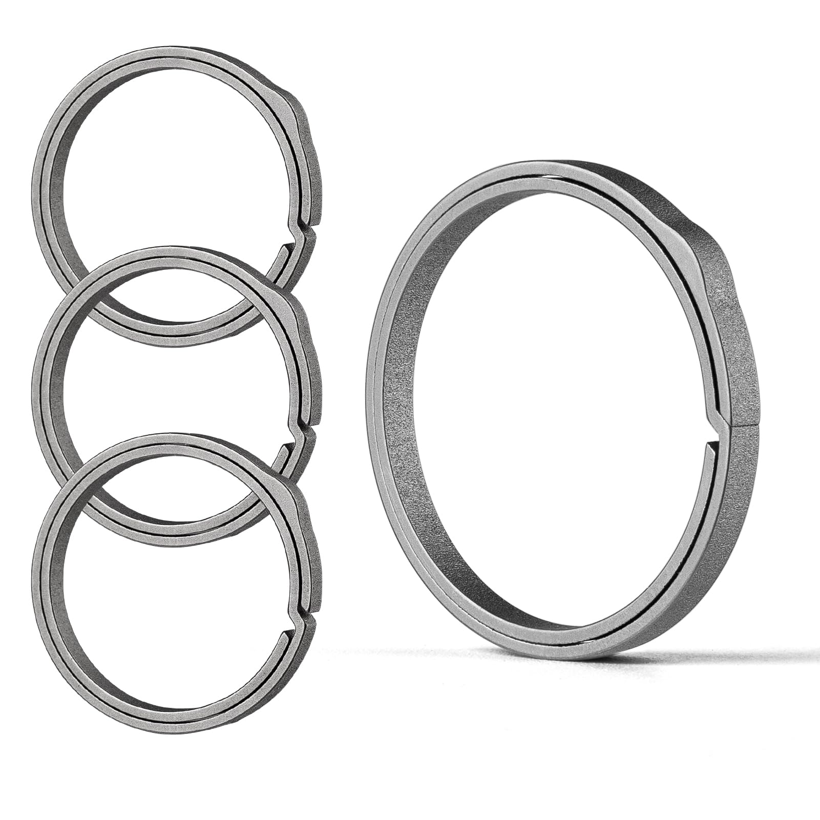 【送料無料】TISUR チタン キーリング メンズ サイドプッシュ 二重リング 軽量 キーチェーン 脱落防止 紛失防止 取付簡単 色：チタン、サイズ：グレー K27(M)*4個