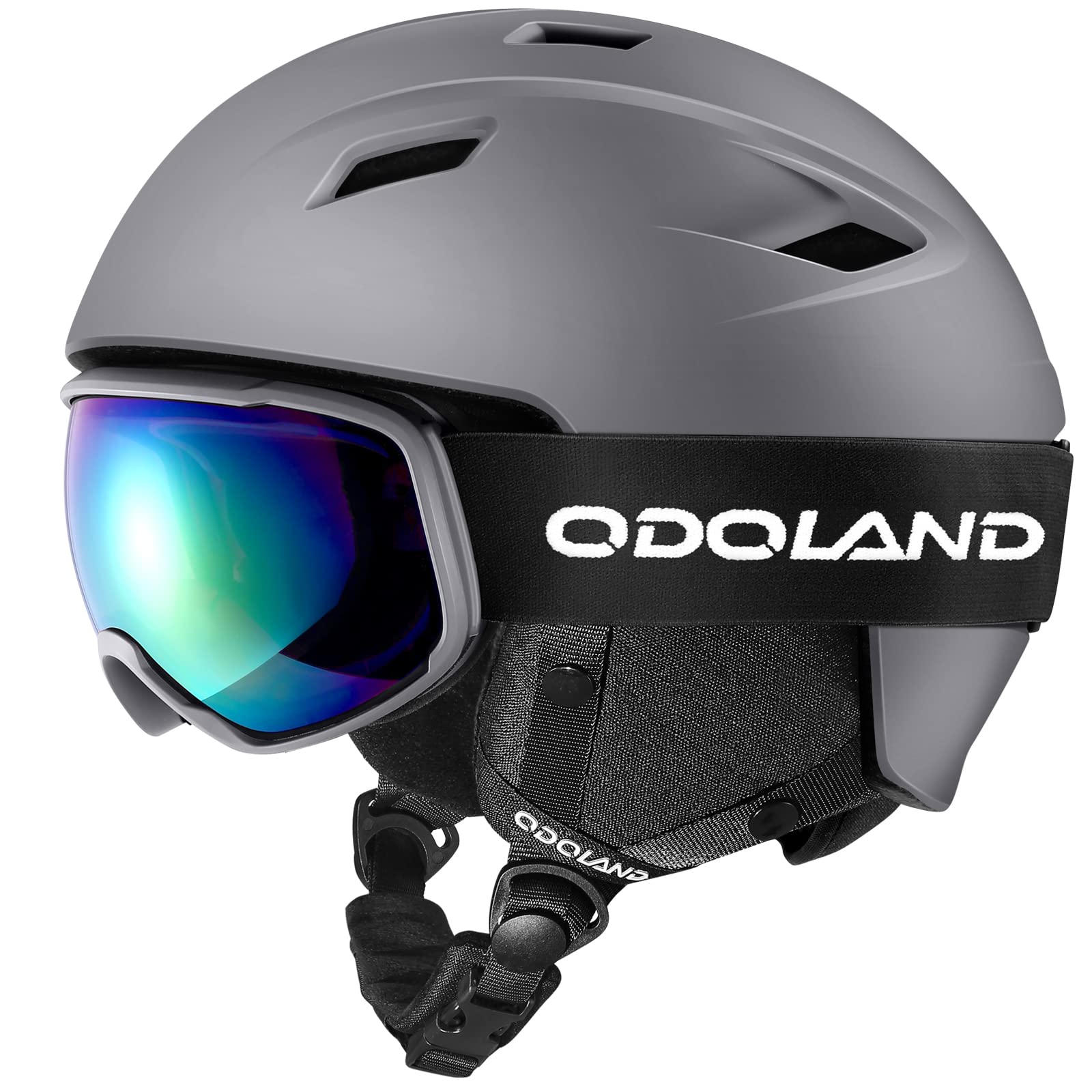 【送料無料】Odoland スキーヘルメットセット ゴーグル付き スノーボードヘルメット ダイヤル式サイズ..