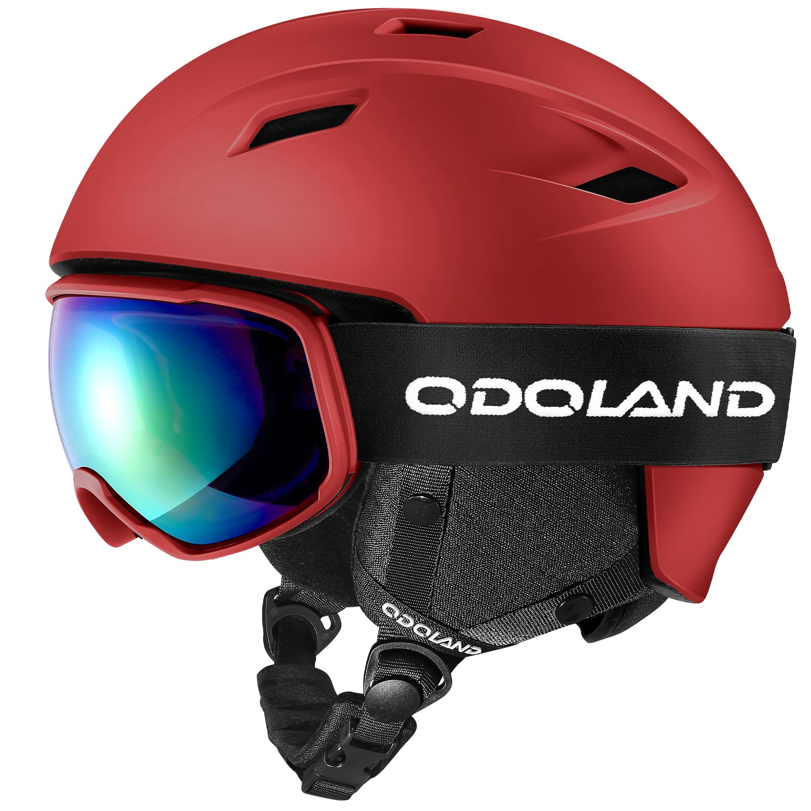 【送料無料】Odoland スキーヘルメットセット ゴーグル付き スノーボードヘルメット ダイヤル式サイズ..