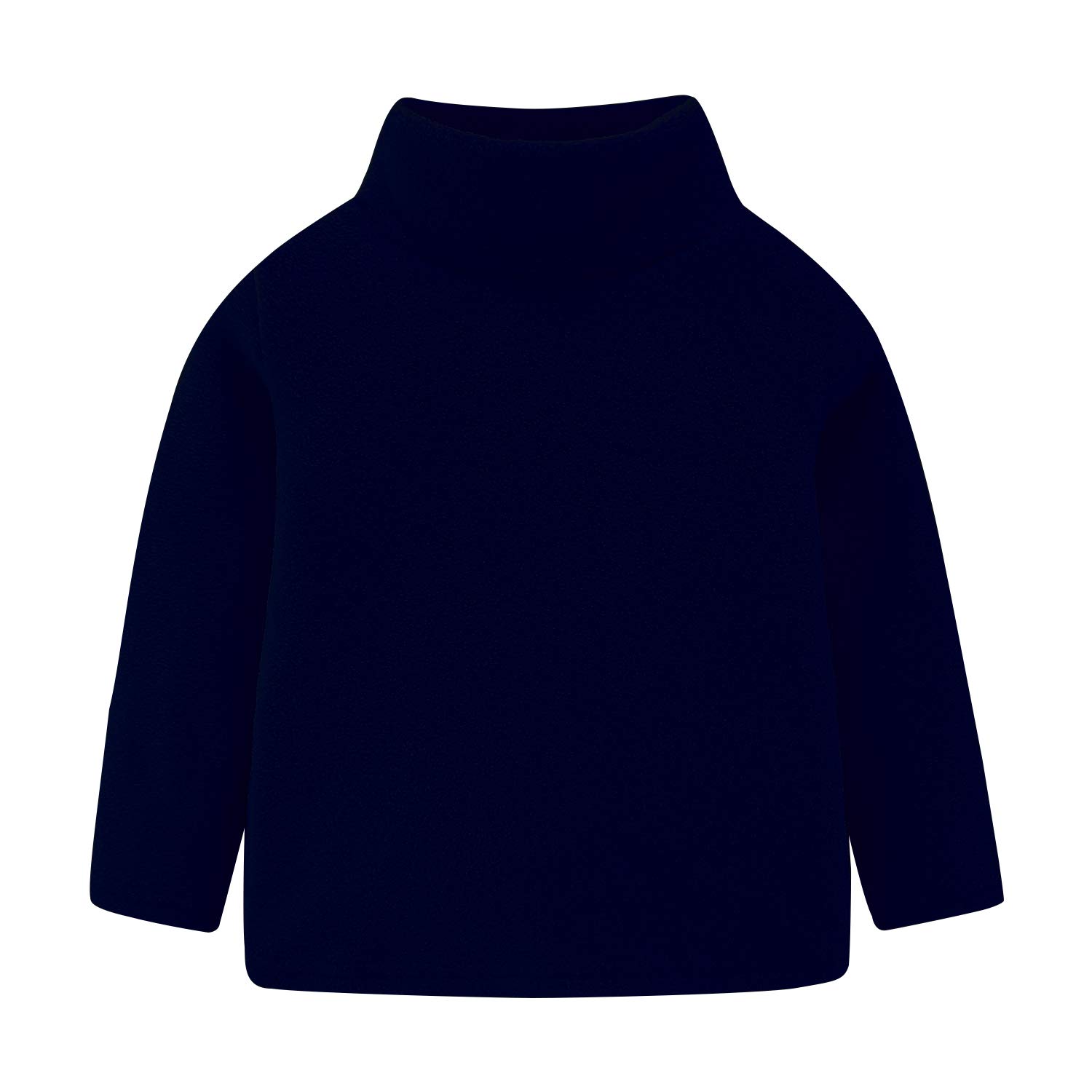 【送料無料】[LittleSpring] 子供 男女兼用 ハイネック フリース tシャツ プルオーバー あたたかい キッズ 長袖tシャツ 色：ネイビー、サイズ：130