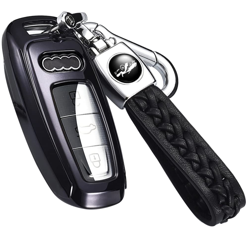 【送料無料】【YOSHINARI】 アウディ Audi 2018 2019 Audi A6 A6 Avant A7 A8 A8L 専用キーケース キーカバー キーホルダー アクセサリー 全面カバー 新型 色：ピアノブラック