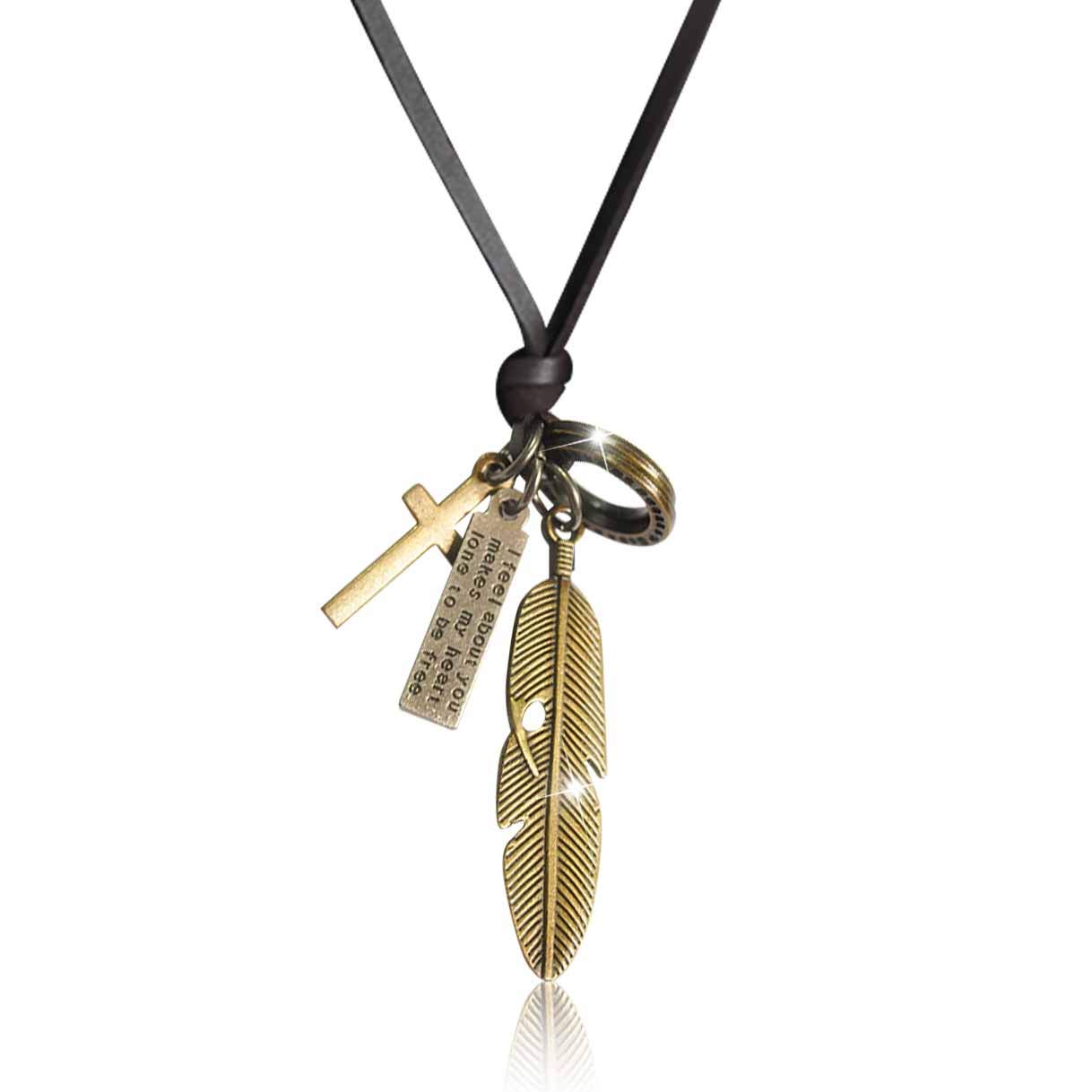 【送料無料】[Richapex] レザーネックレス メンズ人気 革紐ネックレス サイズ調整が可能 ユニセックス ..