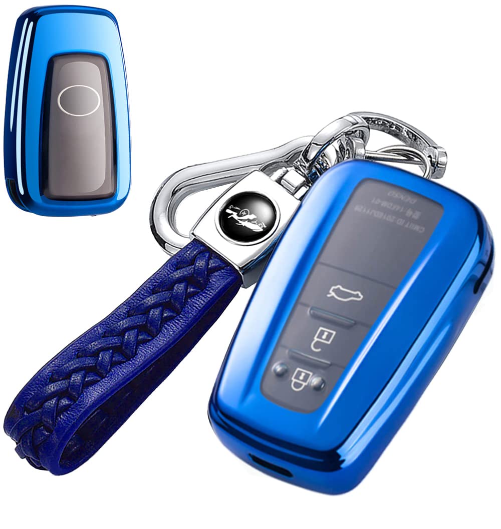 【送料無料】トヨタ 専用 クラウン 220系 C-HR プリウス 50系 新型 カローラ RAV4 50系 カムリ70系 ランドクルーザー プラド 150 後期 専用 高級 キーケース キーカバー キーホルダー 色：ブルー、サイズ：標準サイズ