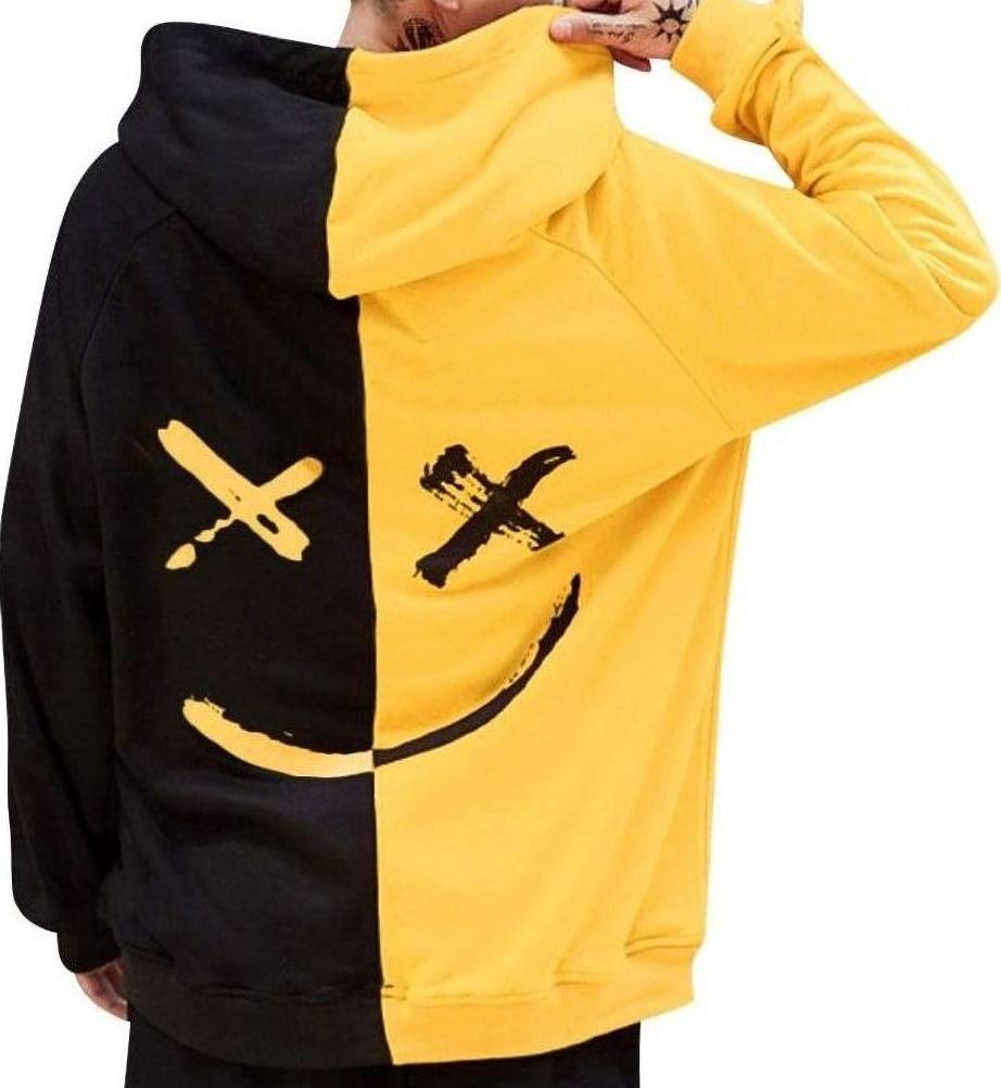 【送料無料】[aspersio] [アスペルシオ] フードつき ビックシルエット パーカー メンズ 色：イエローブラック、サイズ：M