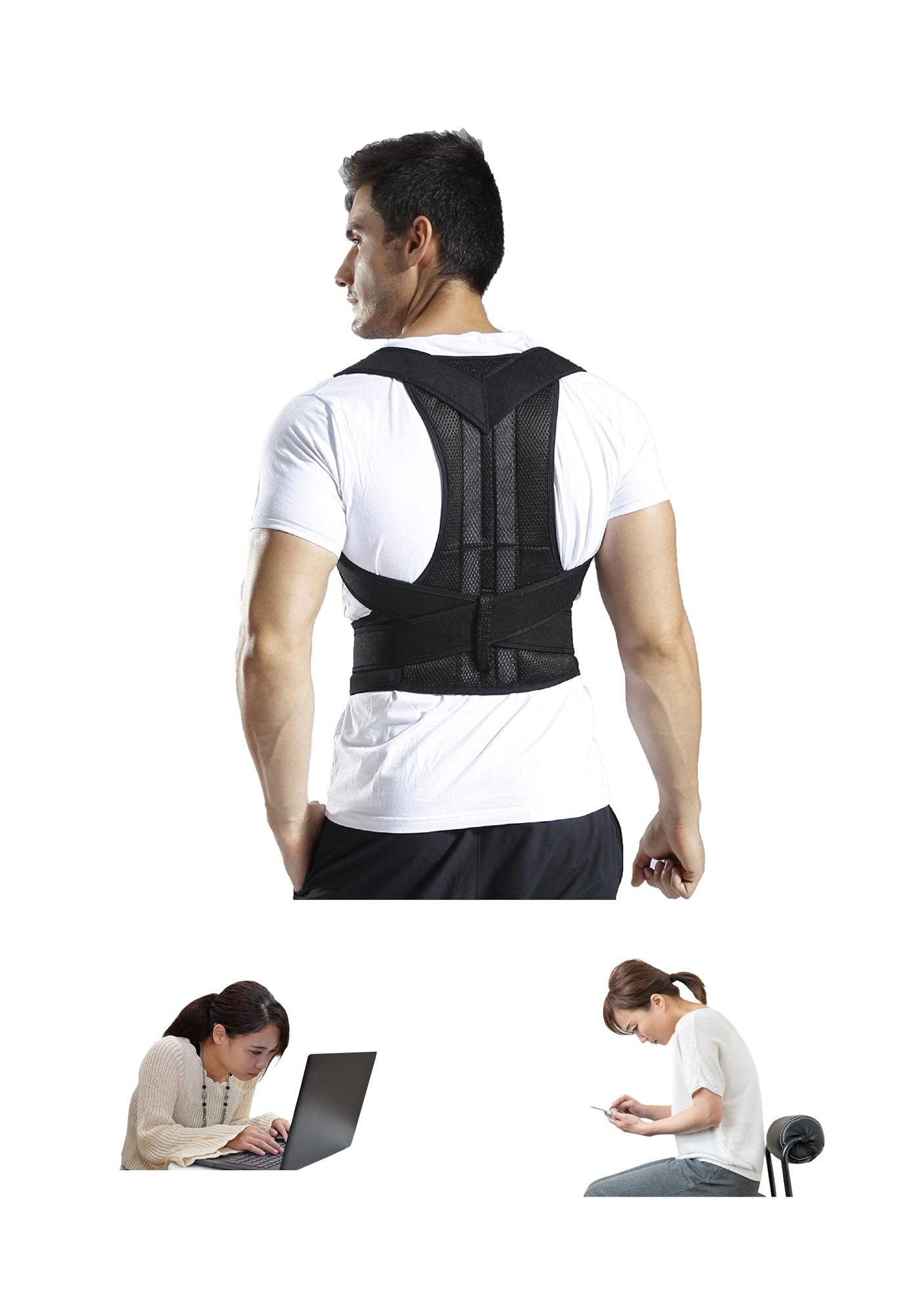 【送料無料】monomania 猫背矯正ベルト 姿勢サポーター 全7サイズ メッシュ素材 男女兼用 姿勢ベルト ..