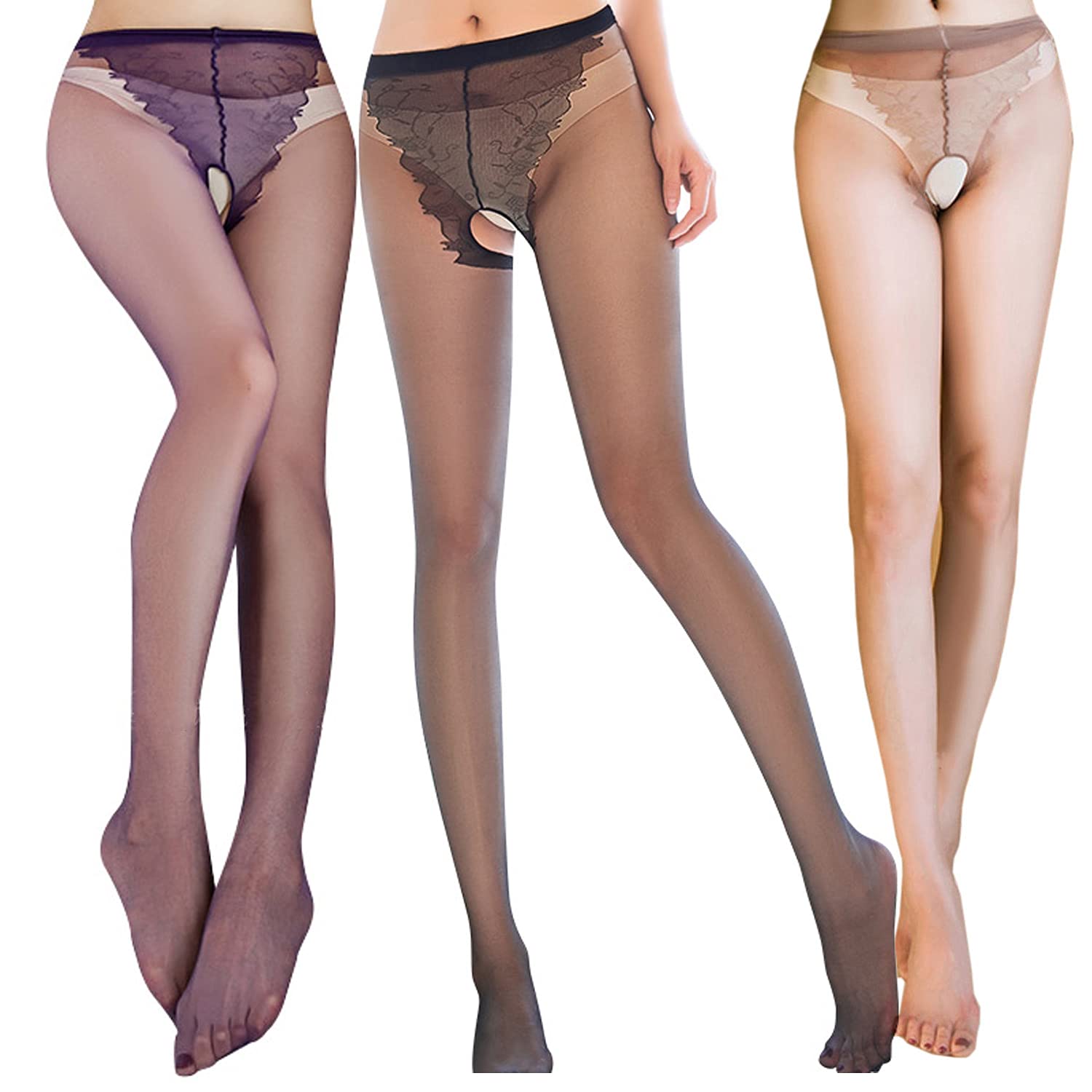 【送料無料】[Byuuu] レディース クロッチレスパンスト テディ・ボディスーツ オープンクロッチ ストッ..