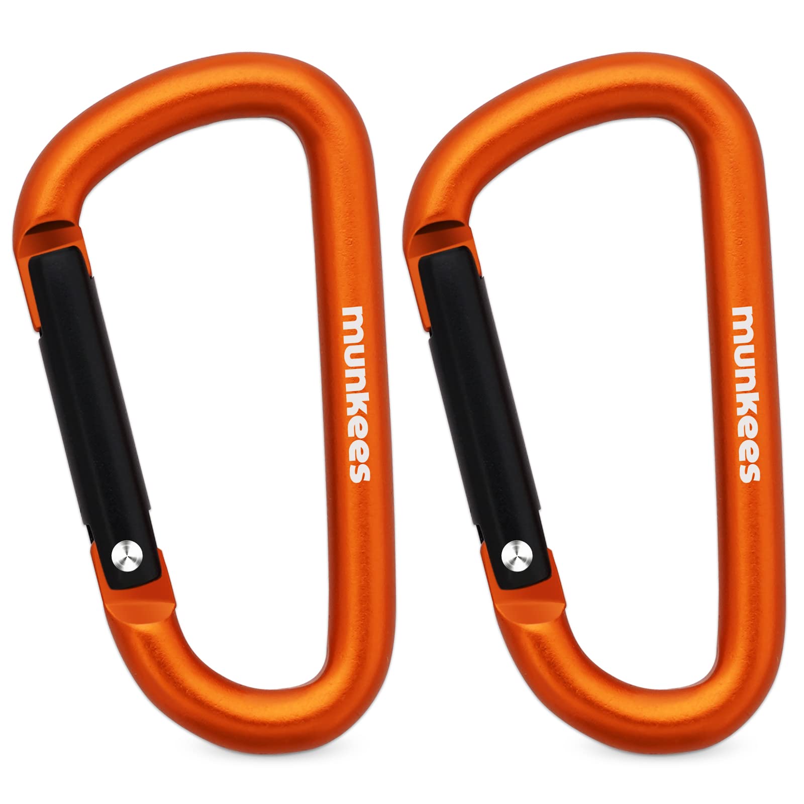 【送料無料】munkees 人気な型カラビナ ミニ、小型、中、大、 4サイズ おしゃれ キーホルダー (二枚入り) 色：オレンジ、サイズ：M、ミディアム