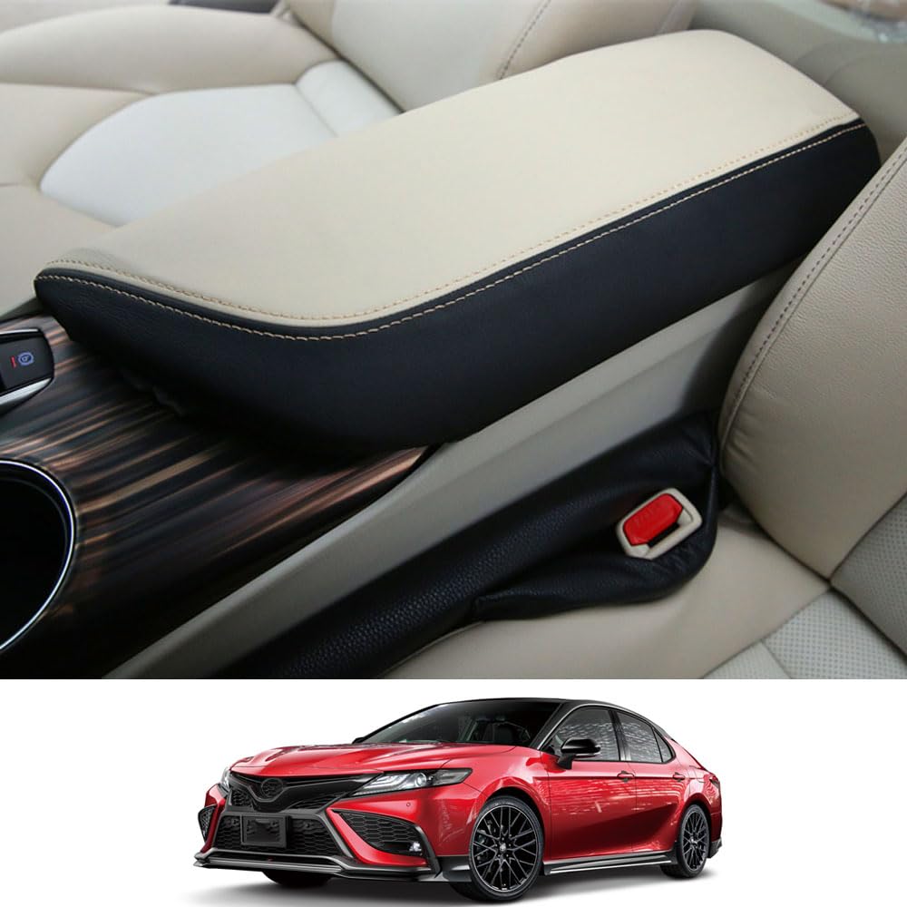 【送料無料】Camry-Armrest-leather-cover 色：ベージュレザー+ブラックレザー