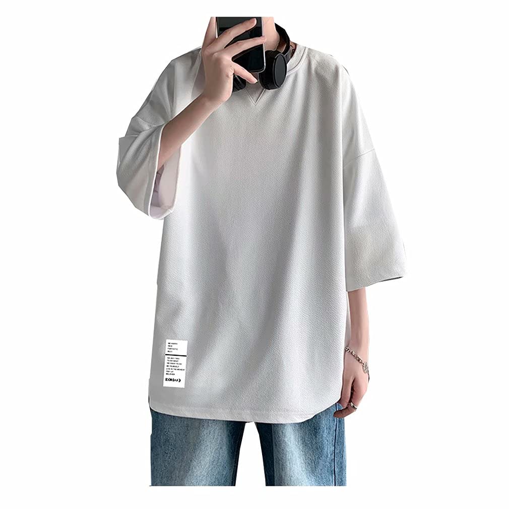 【送料無料】[Tasahaya] ビッグt メンズ 半袖tシャツ カットソー 半袖 tシャツ クルーネック プルオーバー 通気 薄手 ゆったり 無地 大きいサイズ M-5XL 色：ホワイト、サイズ：M