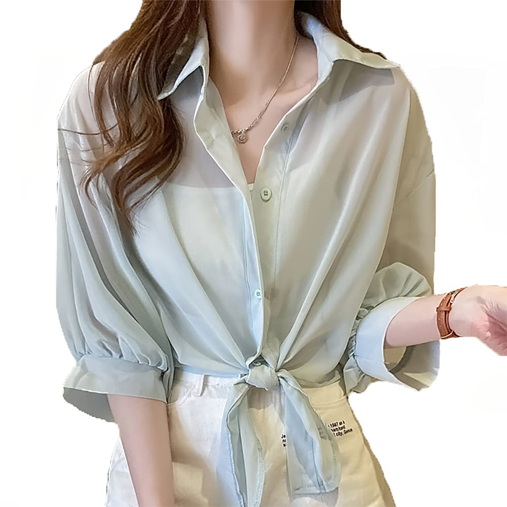 【送料無料】[サンサン] [SANYIN] シースルー カーディガン レディース 薄手 ゆったり 無地 春夏 UV対..