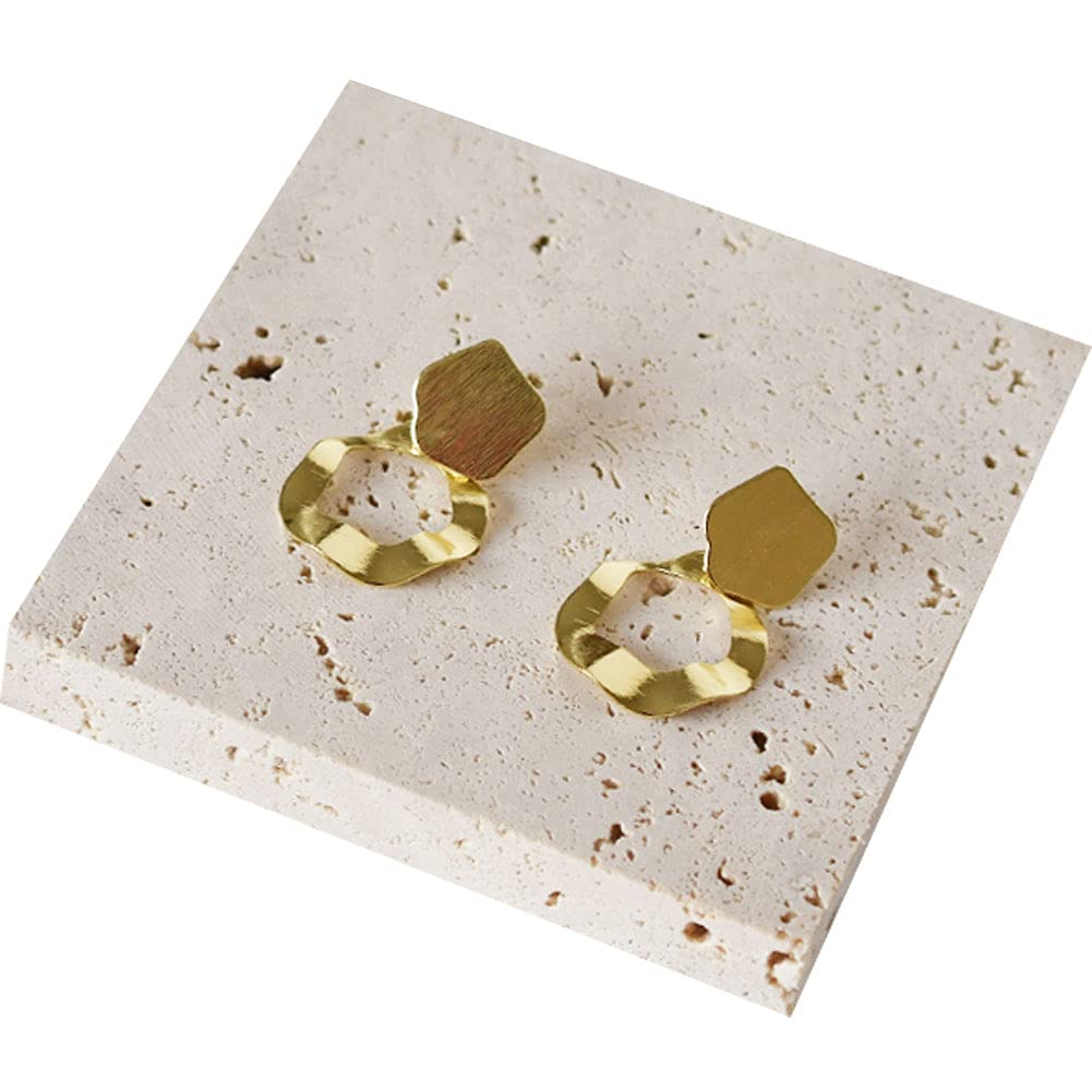 【送料無料】HIGHAWKジュエリー 天然 ディスプレイ プレート 大理石 トレイ 小物置き 小道具 イヤリング 撮影 玄関 卓上 オブジェ リング サイズ：四角・厚い(4)