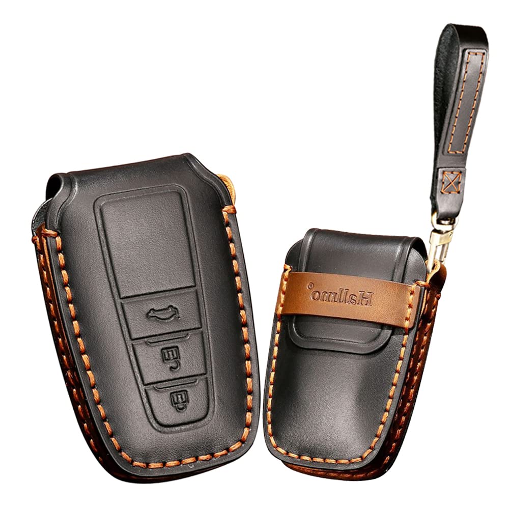 【送料無料】トヨタ スマート キーケース キーカバー オシャレ 手触りいい 高級 キーホルダー Toyota C-HR 新型 クラウン プリウス カムリ ランドクルーザー プラド 150 後期 に適用 リモコンキーケース 車用 本革 色：3ボタン ブラック、サイズ：3ボタン