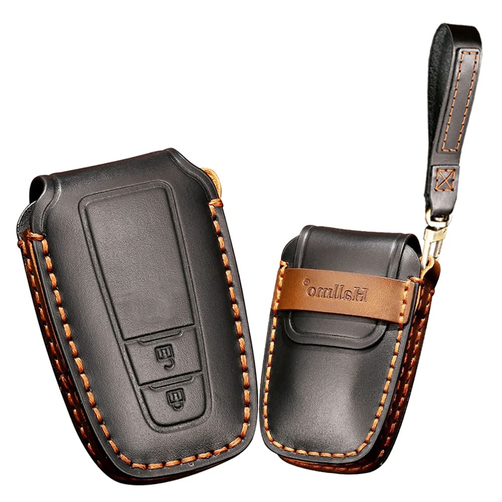 【送料無料】トヨタ スマート キーケース キーカバー オシャレ 手触りいい 高級 キーホルダー Toyota C-HR 新型 クラウン プリウス カムリ ランドクルーザー プラド 150 後期 に適用 リモコンキーケース 車用 本革 色：2ボタン ブラック、サイズ：2ボタン