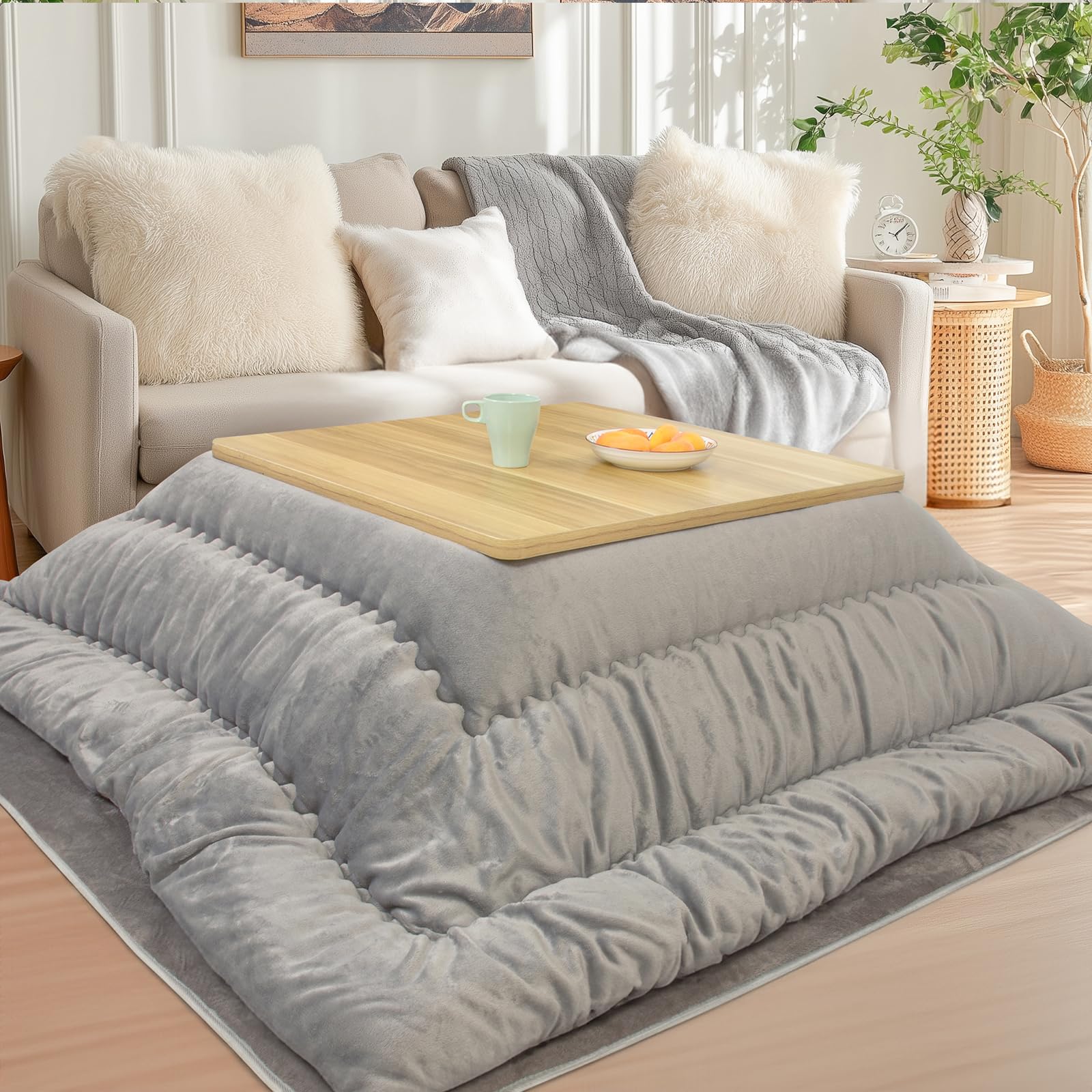 【送料無料】JEMAジェマ こたつ布団 こたつ厚掛け布団 色：無地 グレー、サイズ：約205x285cm(こたつ掛け布団)