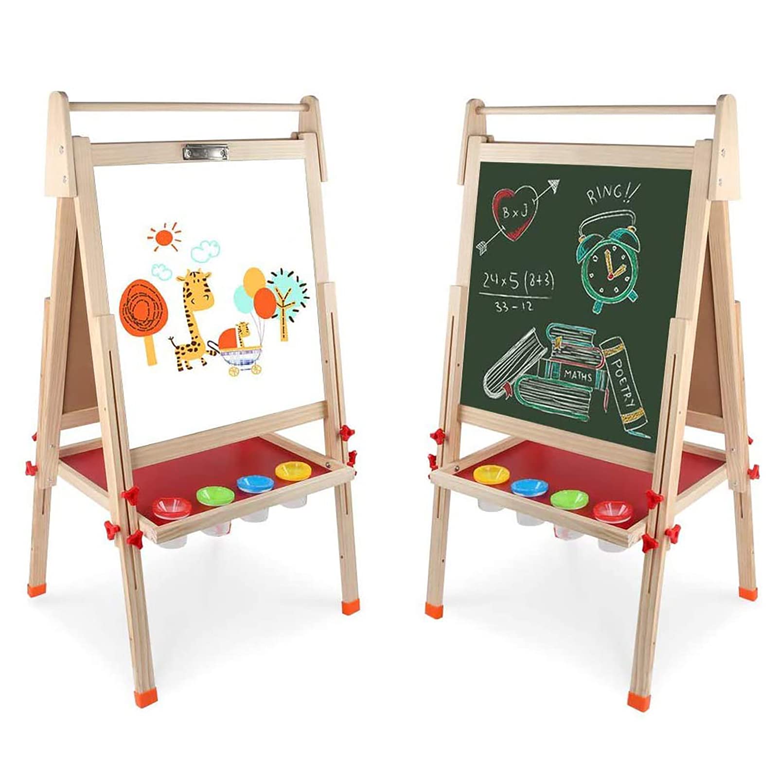 【送料無料】お絵かきボード 子供用 黒板 ホワイトボード イーゼル 鉄製 折りたたみ式収納 収納袋付き..