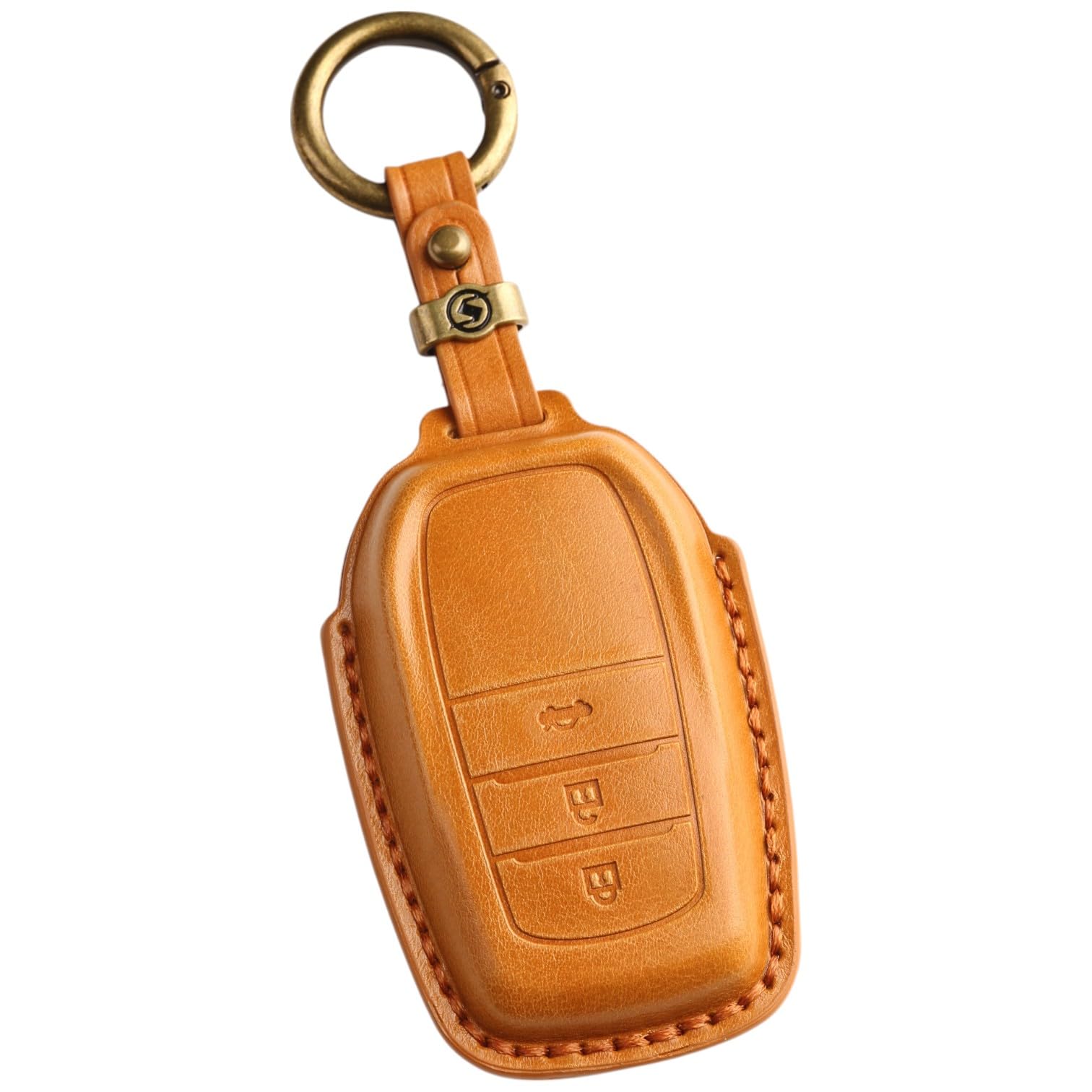 【送料無料】【smasol】ランクル250系 新型ハリアー 80系 カローラクロス 後期型 2023年発売 ヤリス クロス キーケース プリウス 60系 300系 クラウン クロスオーバー スポーツ クラウン専用キー キーカバー 本革 スマートキーケ 色：3D高級3ボタン/キャメル、サイズ：S
