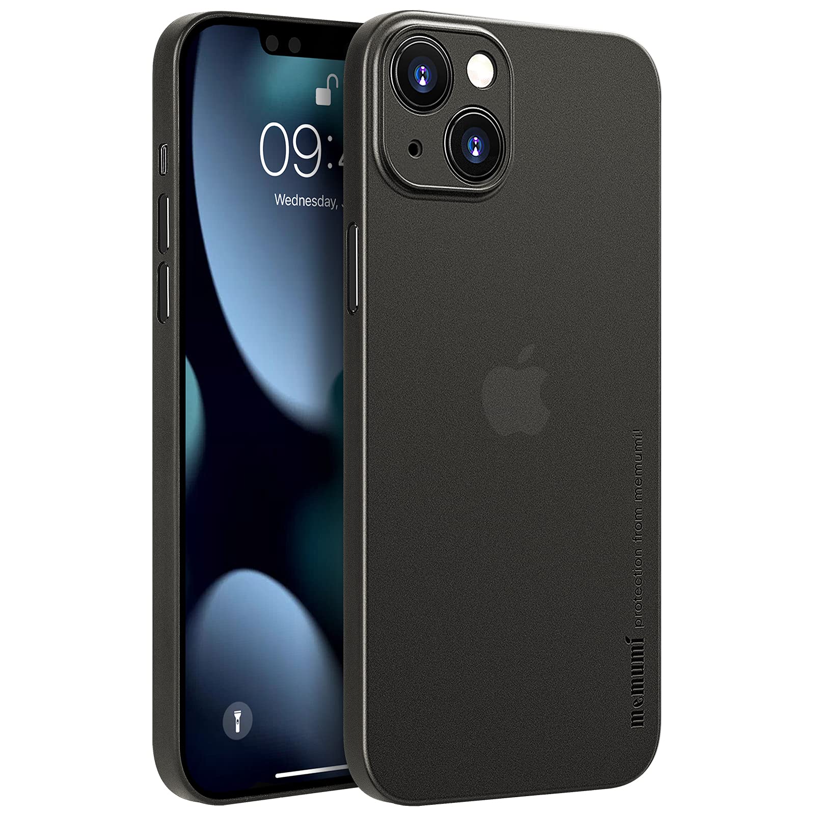 【送料無料】「0.3mm極薄」iPhone 13 Mini対応ケース memumiマット質感 オリジナル設計 指紋防止 傷付き防止 ワイアレス充電対応 5.4インチ人気ケースカバー 色：Trans-Black