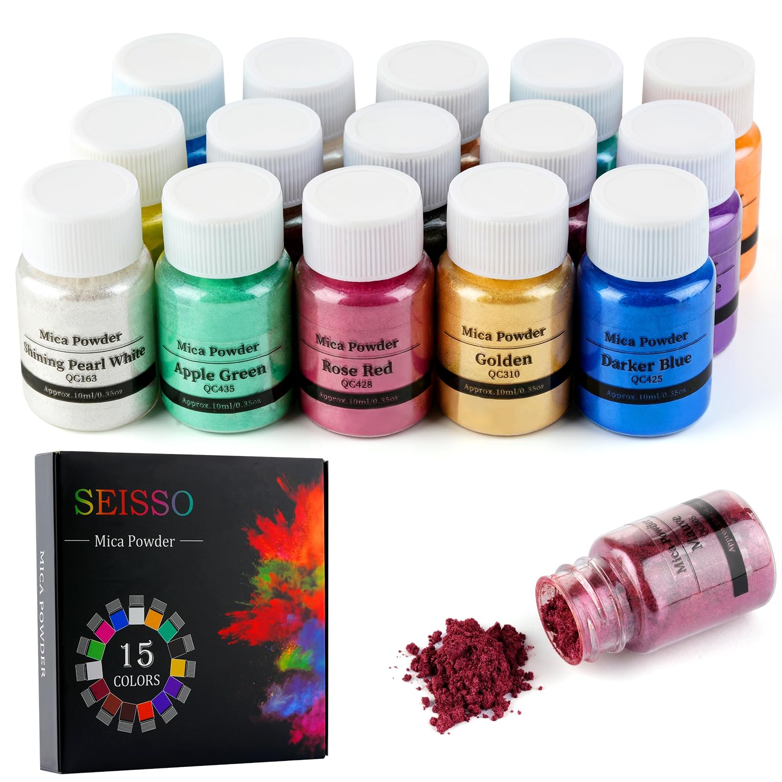 【送料無料】Biutee カラー顔料パウダー マイカパウダー 15色 着色剤 カラー顔料パウダー 石鹸作りツール 色：A