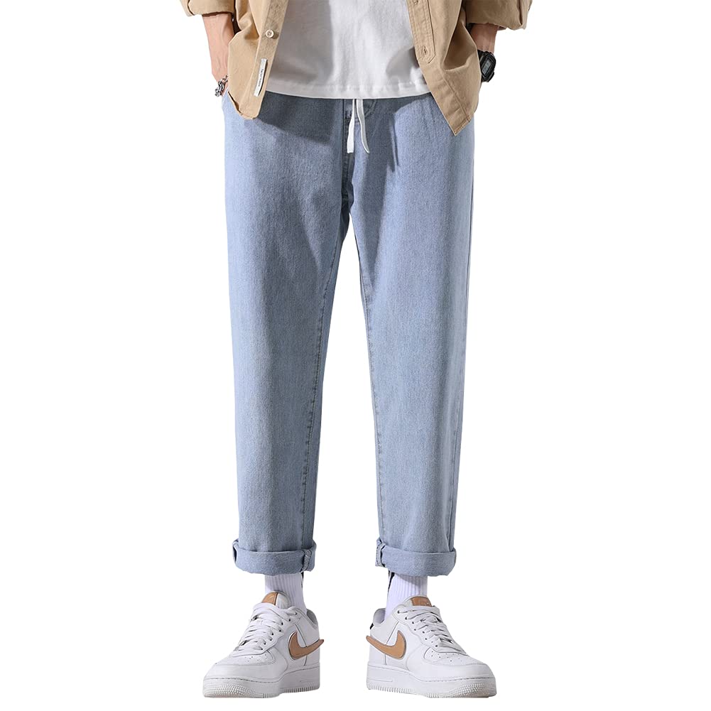 【送料無料】[TIDEWORD] ジーンズ ゆったり ワイドパンツ ストレート ゆったり レギュラーフィット カジュアル サイズの調節が可能 ファッション ズボン 春 夏 秋 冬 S-3XL グレー ブラック 水色 ブルー 4カラー XJW02 色：XWJ02-水色、サイズ：3XL