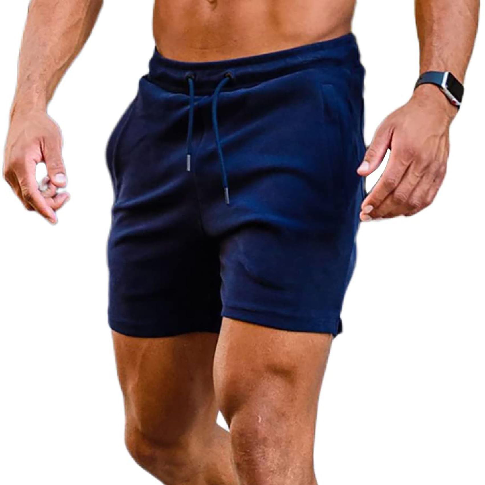 【送料無料】[KULIXI] ショートパンツ メンズ トレーニング ハーフパンツ ジム スポーツウェア 多色 フィットネスパンツ ポケット付き 短パンツ 通気性 ジムウェア DK-5282 色：5228(ネイビー)、サイズ：M