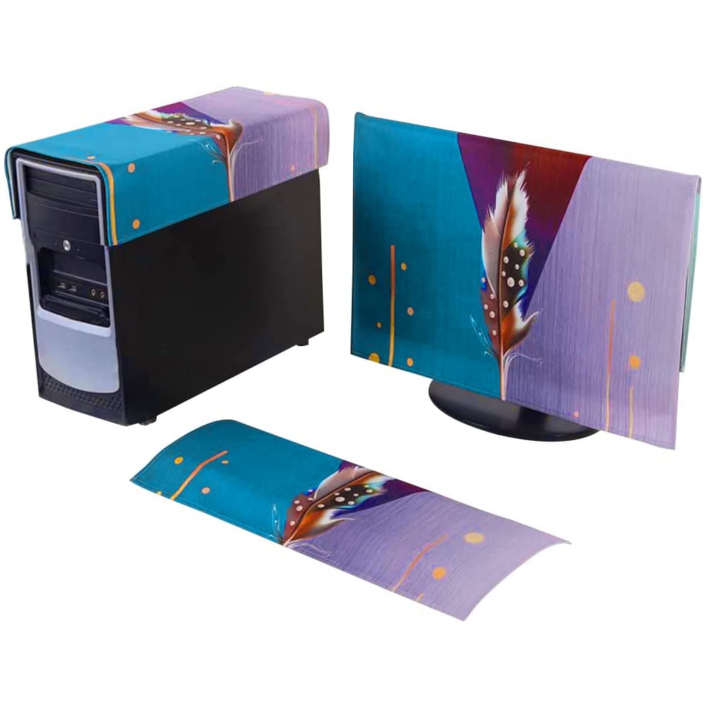 【送料無料】HIGHAWK モニターカバー セット ディスプレイカバーPCカバー キーボードカバー 防塵 保護 ホコリ 傷 日光 防止 液タブ 可愛い 色：羽、サイズ：23-24インチ