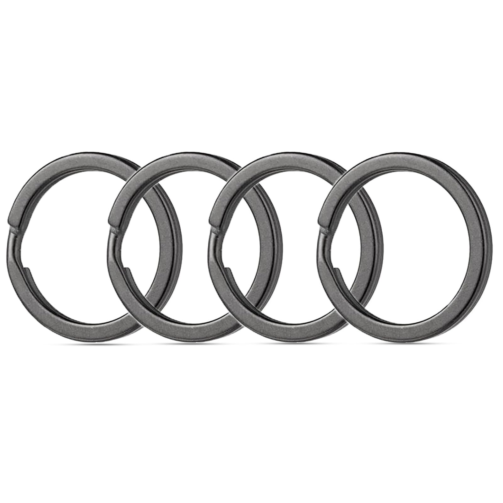 【送料無料】[TIMULTI] キーリング チタン カラビナ キーホルダー リング 二重リング キーチェーン メンズ 軽量 艶のある表面 色：シルバー、サイズ：ブラック 20mm/4個入