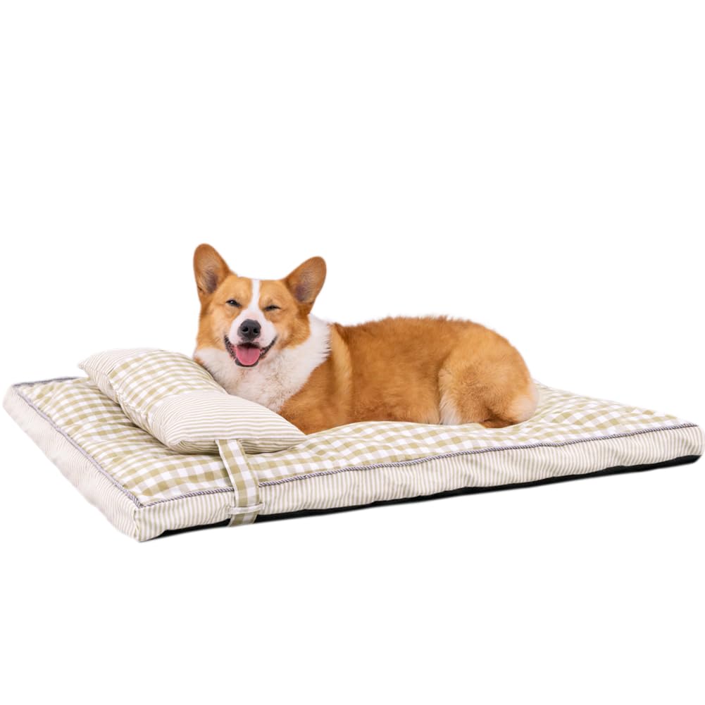 【送料無料】Bidason ベッド ペット クッション 猫 枕 セット チェック柄 スクエア 可愛い 綿麻風 通気..