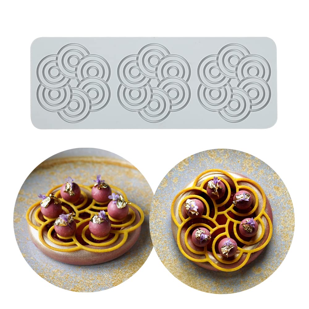 【送料無料】ケーキ装飾金型、テンプレートケーキプリント中空レース装飾、3穴アニス 色：3穴ダブルリ..