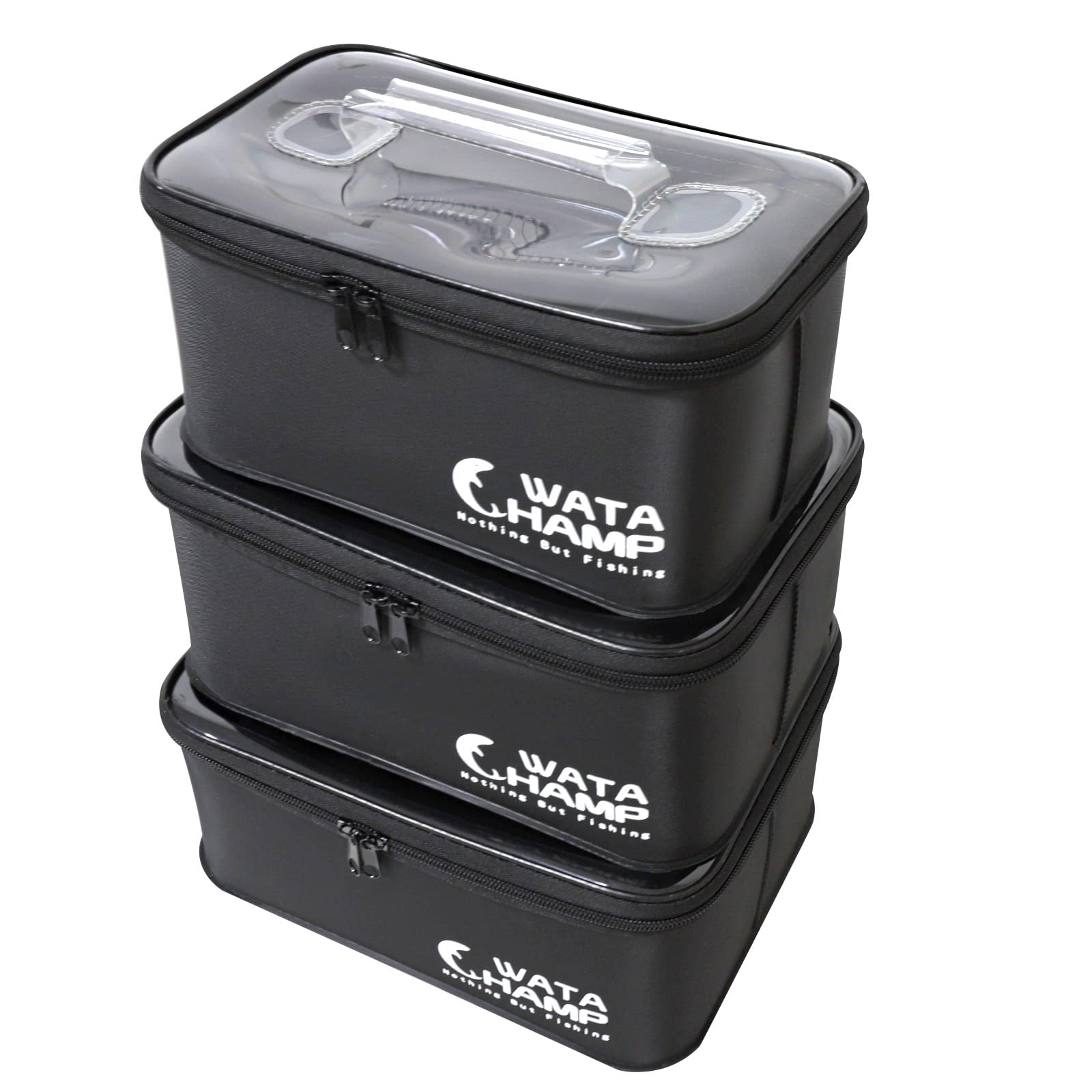 【送料無料】ワタチャンプ(WATACHAMP) 釣り タックルボックス 3個EVAケースセット ルアーケース バッカン 透明な上蓋 ソフトな持ち手 持ち運び便利...