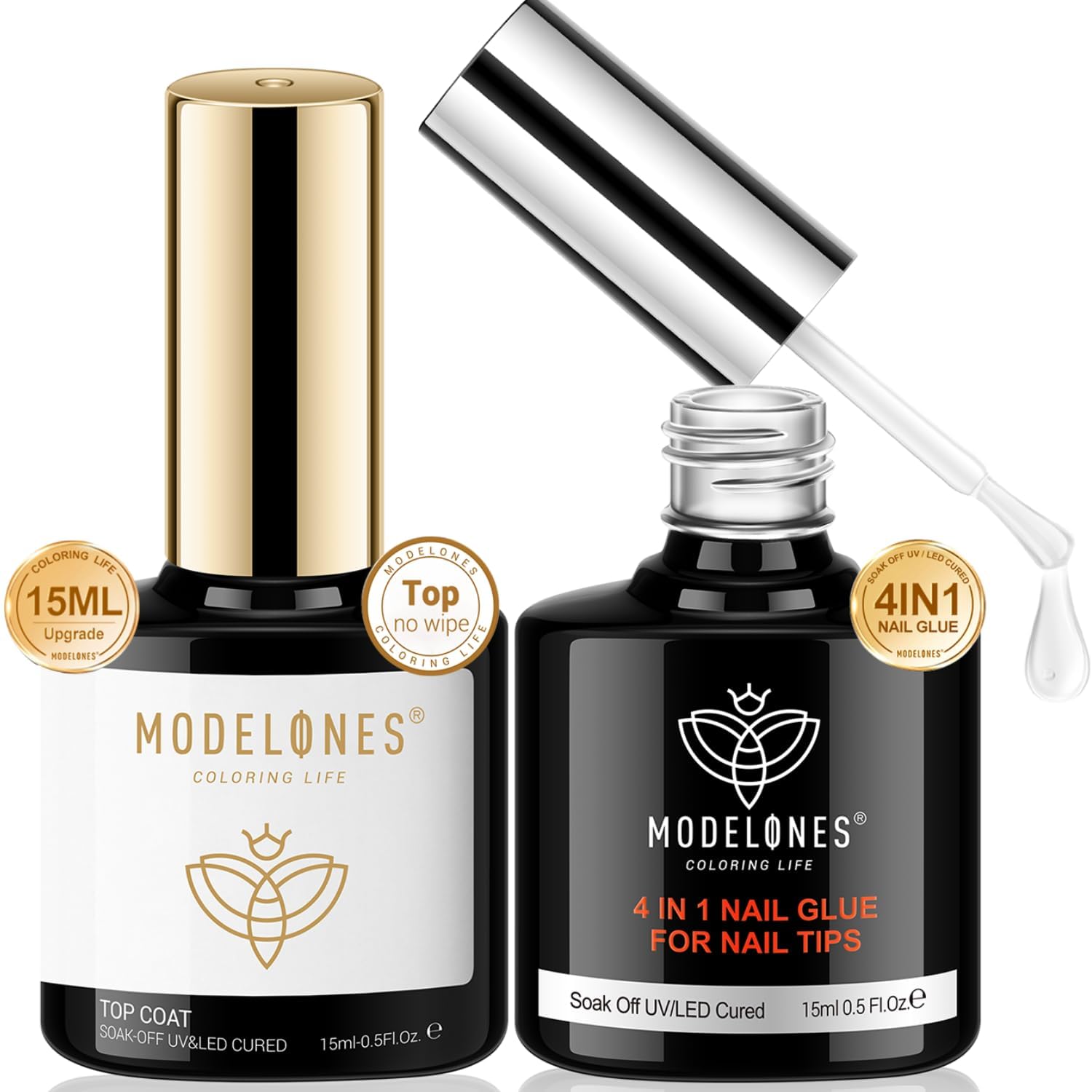 ̵Modelones ١ȥȥåץ 10ml 2ܥå A3-Nail Glue+Top Coat(15ml)7ߥå...