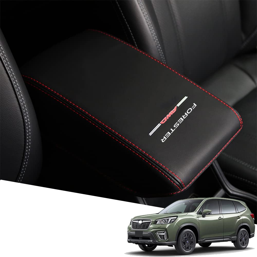 【送料無料】Armrest cover-52 色：赤ステッチ、サイズ：フォレスター(SK系)