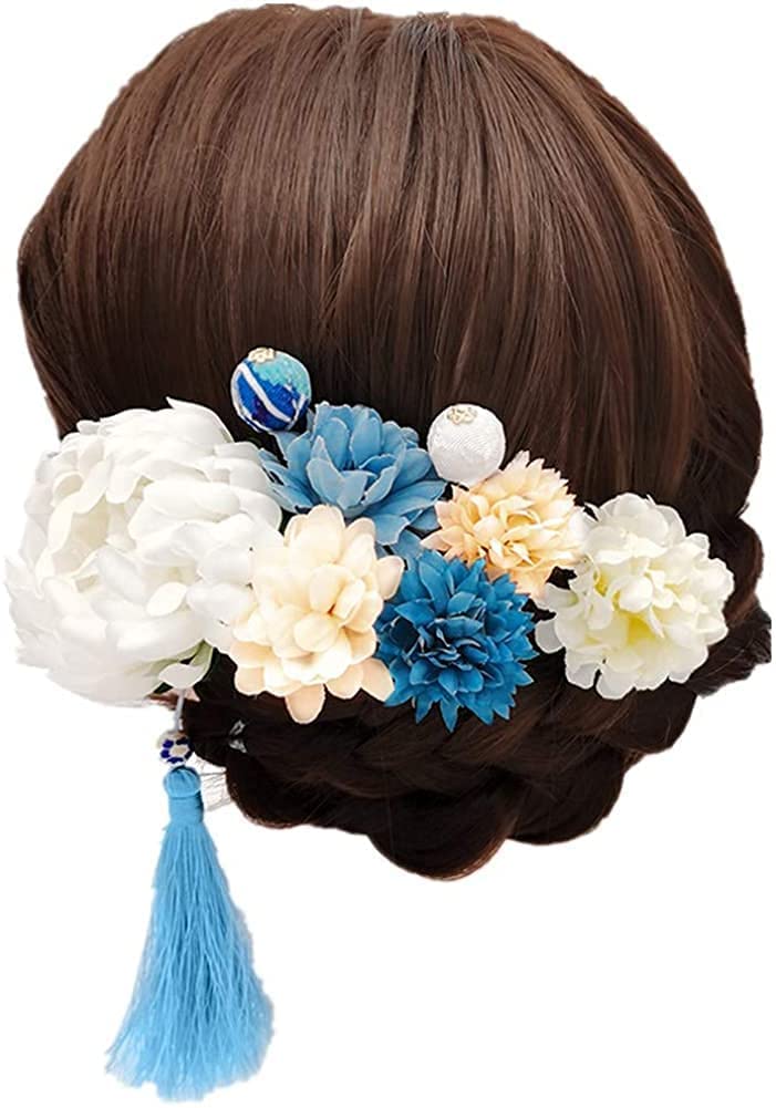 【送料無料】和風 和装 髪飾り 9点セット 花 ドライフラワー プリザーブドフラワー 高級造花 ヘアアクセサリー 成人式髪飾り 舞妓風髪飾り つまみ細工 ヘアク...