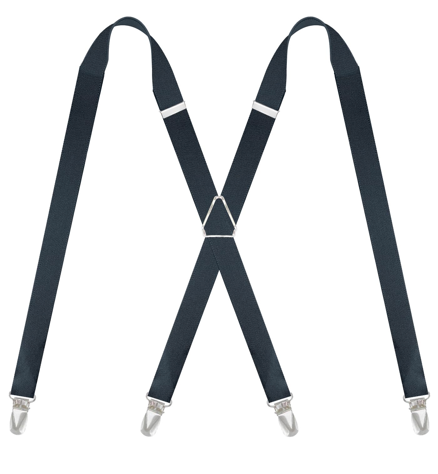 【送料無料】[QCWQMYL] サスペンダー レディース メンズ x型 4クリップ 25mm 細い 男女兼用 大きいサイズ 調節可能 おしゃれ 安定感 錆びない 作業用 色：A・グレー、サイズ：L:幅：1.8cm;長さ：125cm