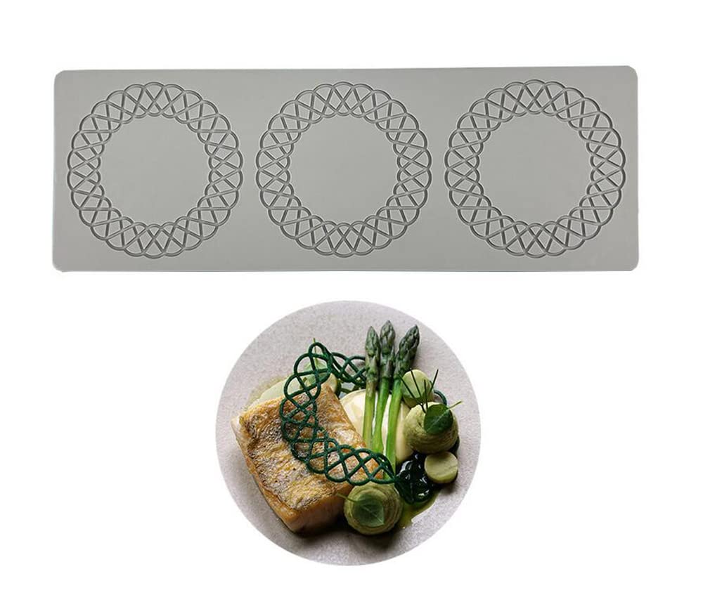 【送料無料】ケーキレース金型、レース模造品金型、ケーキ装飾用シリカゲルレース金型、2穴万華鏡 色：..