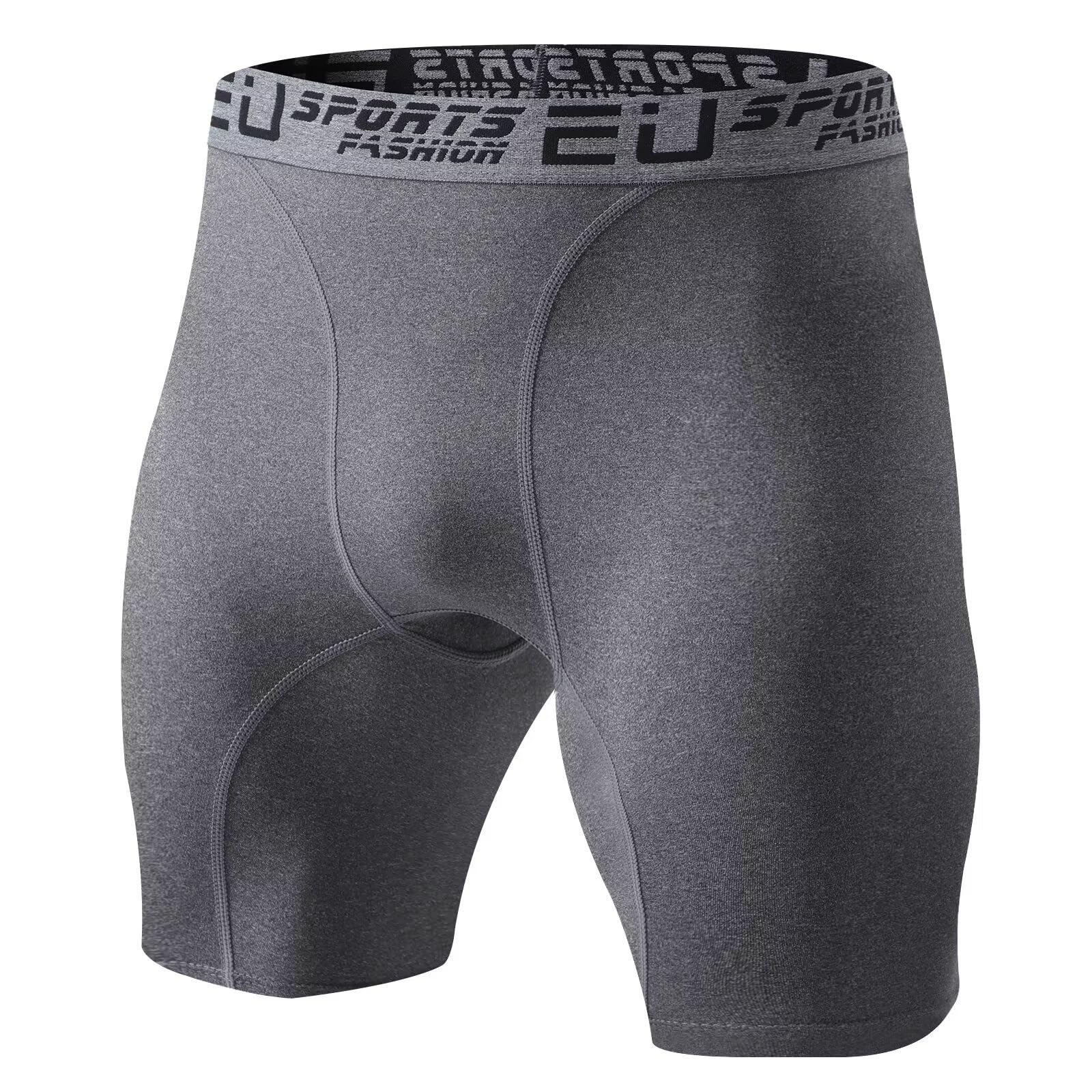 【送料無料】[THREEGUN] コンプレッションショーツ メンズ スポーツ ショート タイツ 着圧パンツ スパッツ パワーストレッチ ランニング アンダーパンツ 冷感 通気 吸湿 速乾 色：グレー、サイズ：L