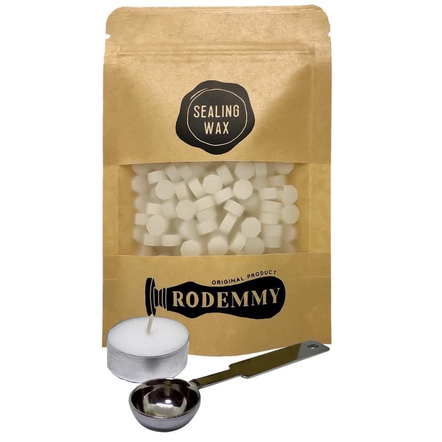 【送料無料】（RODEMMY） シーリングワックス 小粒タイプ 200粒入り スプーン ＆ ロウソク セット 色：..