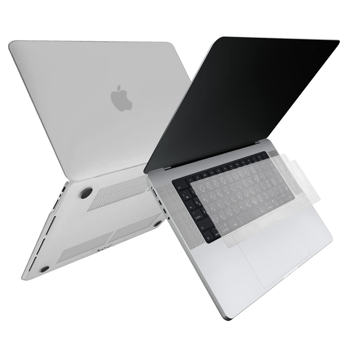 【送料無料】[MS factory] MacBook マット加工 ハード シェル パソコンケース ＋ 日本語 キーボードカバー JIS配列 セット 《RMC オリジナルカラー》 for Apple MacBook Air/Pro/Retina 11,12,13,14, 色：クリアホワイト、サイズ：Pro 16 (M1 2021年 - M4 2024年モデル)