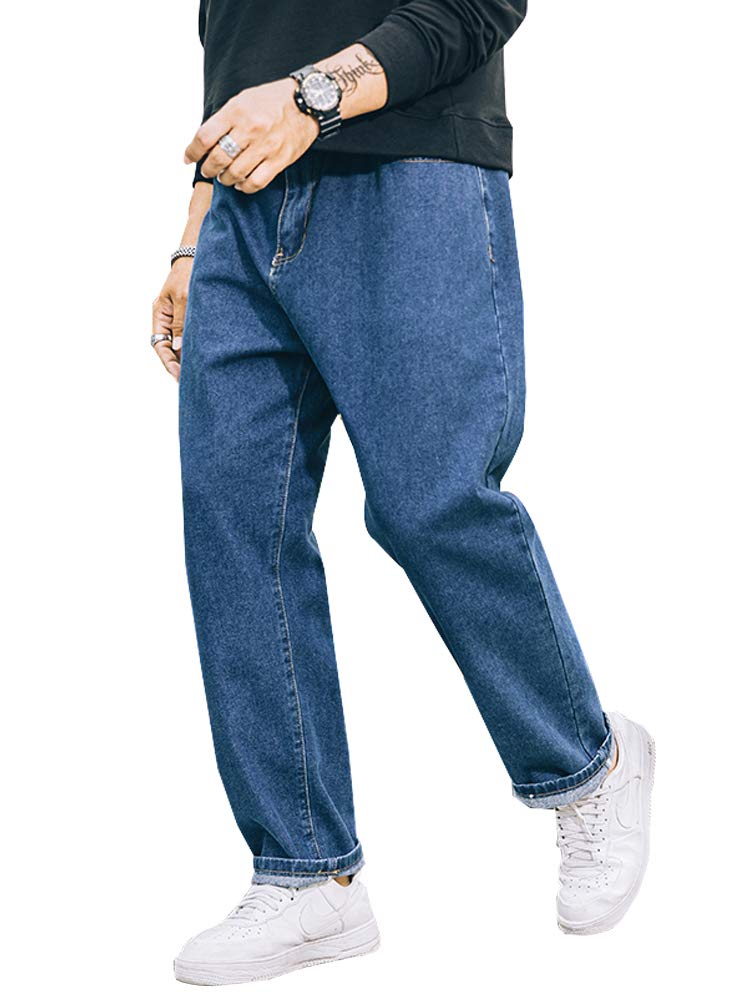 【送料無料】[TIDEWORD] バギー パンツ ゆったり スーパー ワイド デニムパンツ スラックス フィット カジュアル 春 夏 秋 28-48 SBQ02 グレー 水色 ダークブルー 3カラー 色：SBQ02-ダークブルー、サイズ：36